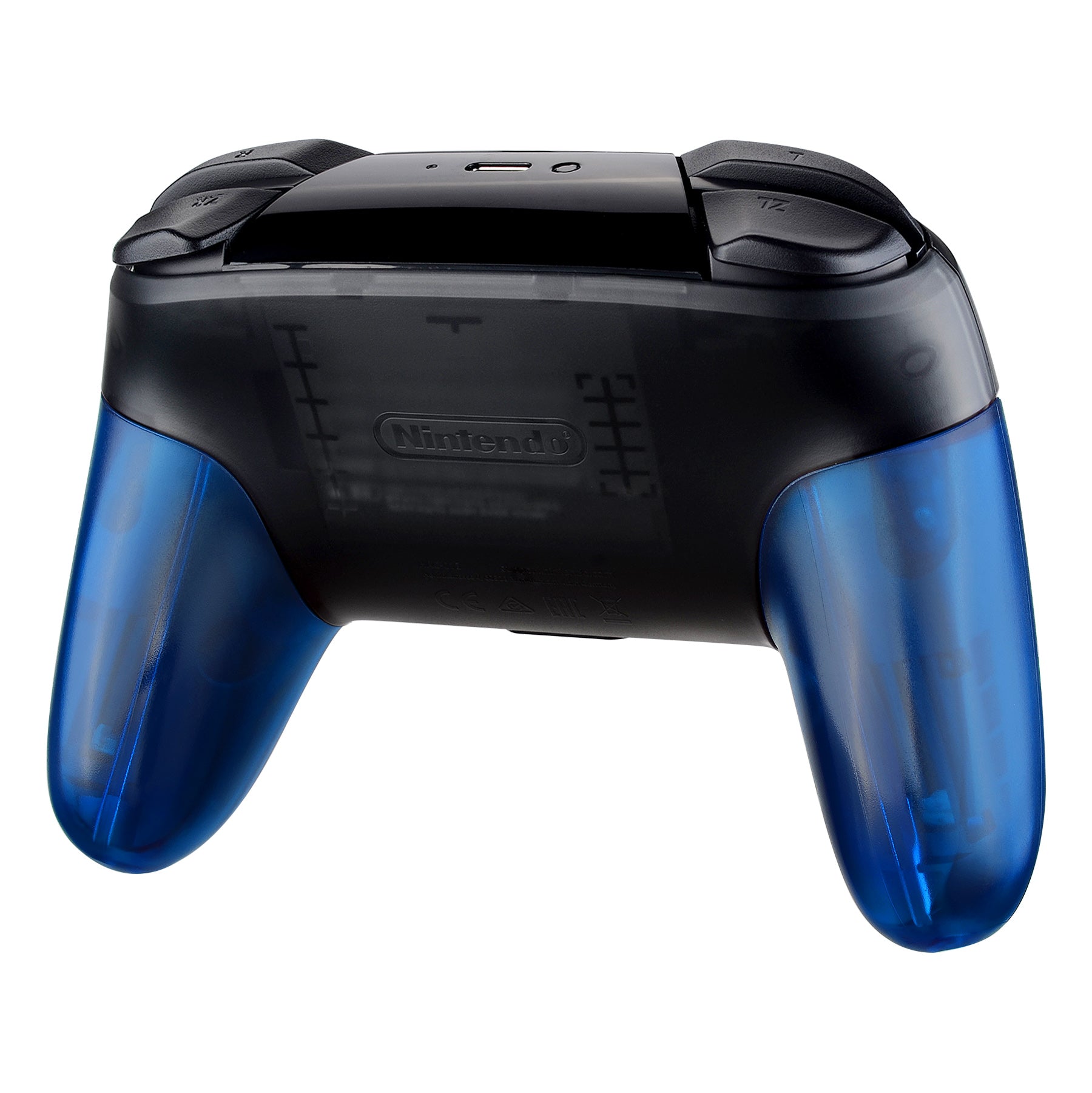 eXtremeRate Transparent Clear Blue Replacement Handle Grips for Nintendo Switch Pro Controller - DIY Hand Grip Shell (Controller Not Included) - Perfect for Gaming, Customization & Enhanced Grip - GRM503