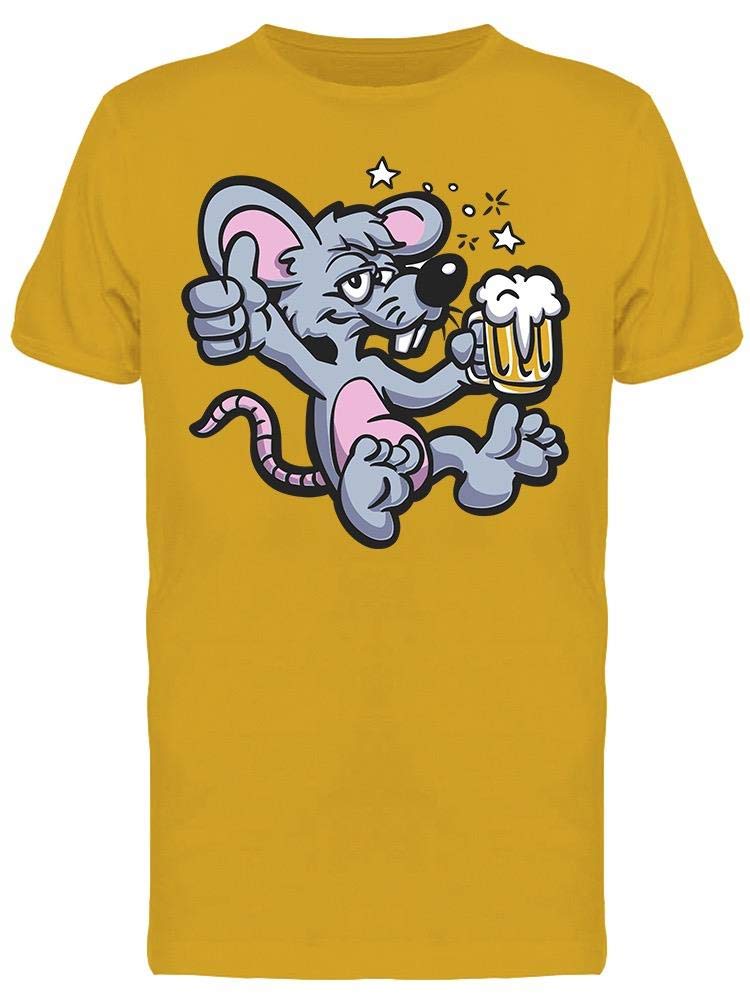 Funny Drunk Mouse Cartoon T-Shirt for Men - Casual Graphic Tee for Parties, Gifts & Everyday Wear