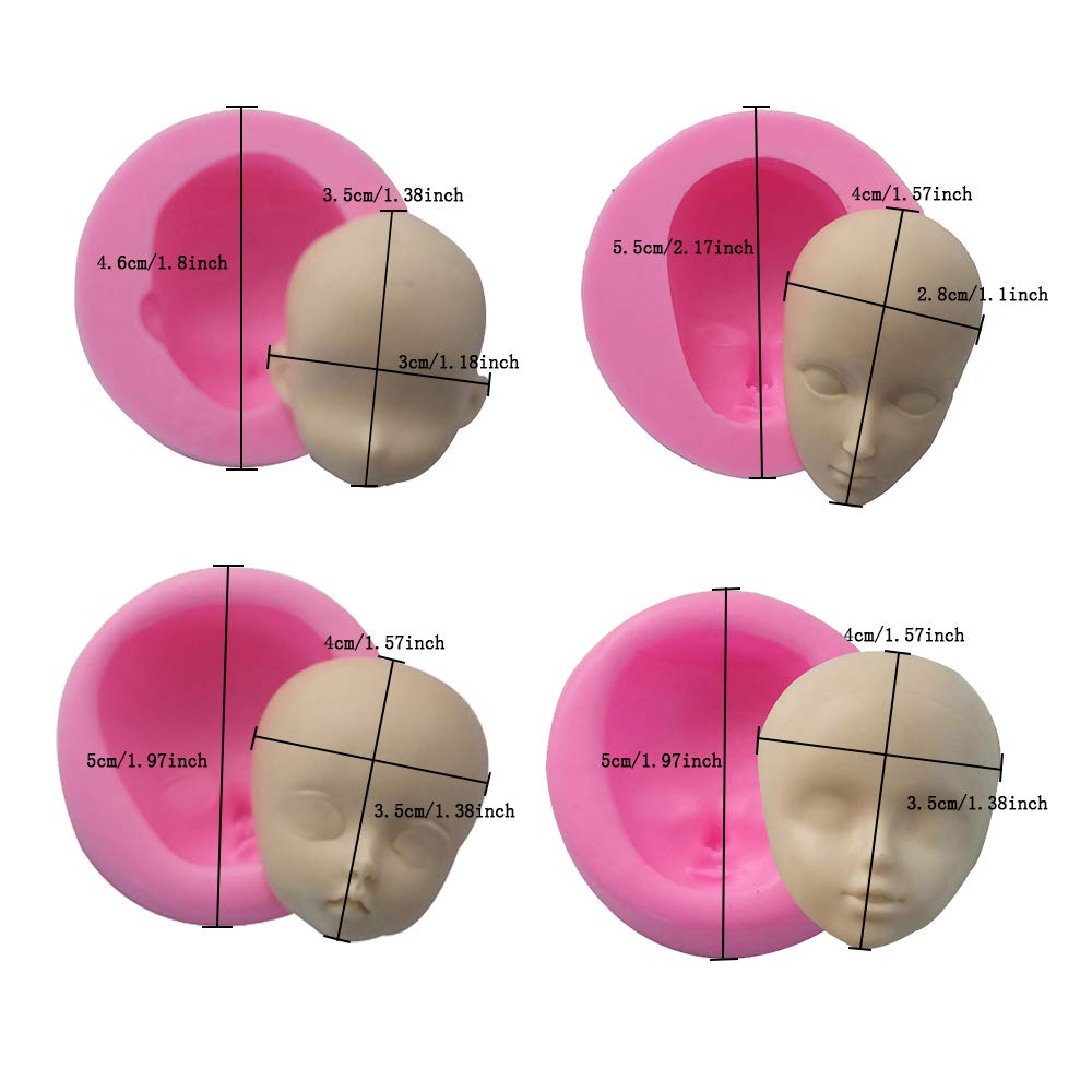 8-Piece Silicone Baby Face Cake Molds for Fondant, Soap, Resin, Chocolate - Lightweight & Reusable for DIY Crafts, Baking, and Party Decorations