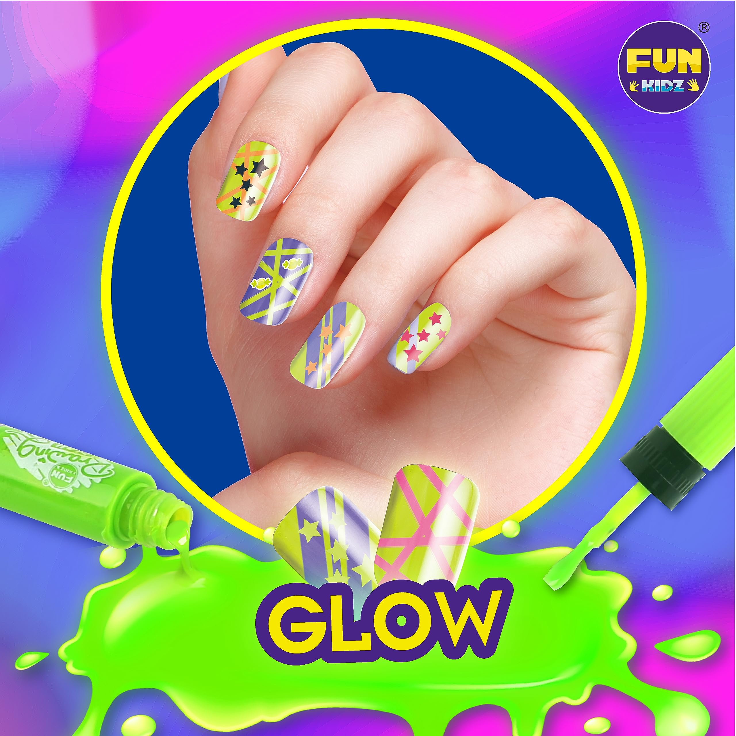 FunKidz Ultimate 315Pcs Kids Nail Art Kit for Girls Ages 7-12 - Glitter Nail Polish Pens, Temporary Nail Stickers & SPA Makeup Set (17.91