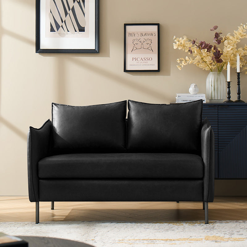 Modern Industrial Loveseat with PU Leather - Stylish Small Sofa for Living Room, Office or Lounge - Comfortable Two-Seater Couch for Home Decor