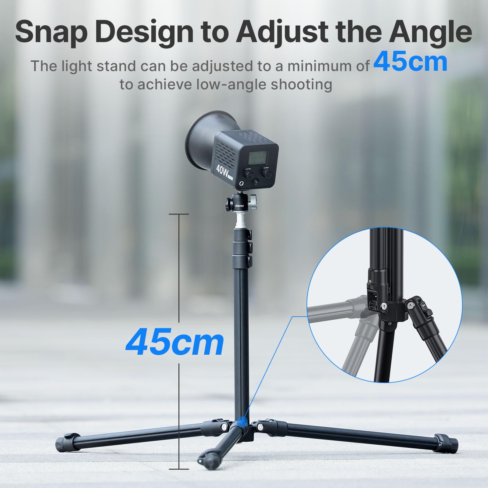 Ulanzi TT43 Adjustable 6.23ft Aluminum Light Stand - Extendable Photography Tripod for Continuous Lighting, Strobe Lights, Webcams & Softboxes | Perfect for Studio Photography, YouTube Videos & Live Streaming