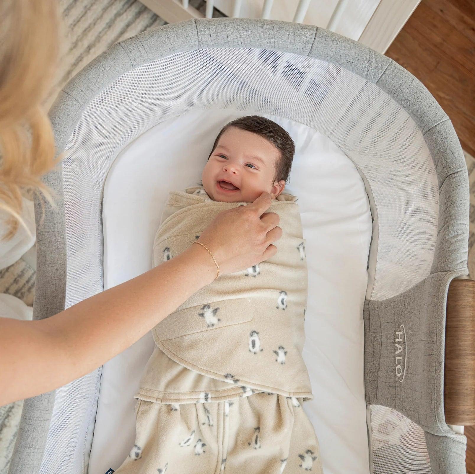 Halo Sleepsack Micro Fleece Penguin Pals 3.0 TOG Baby Swaddle Blanket - Soft & Warm Winter Wear for Newborns & Infants - Perfect for Nursery, Bedtime & Cold Weather Comfort
