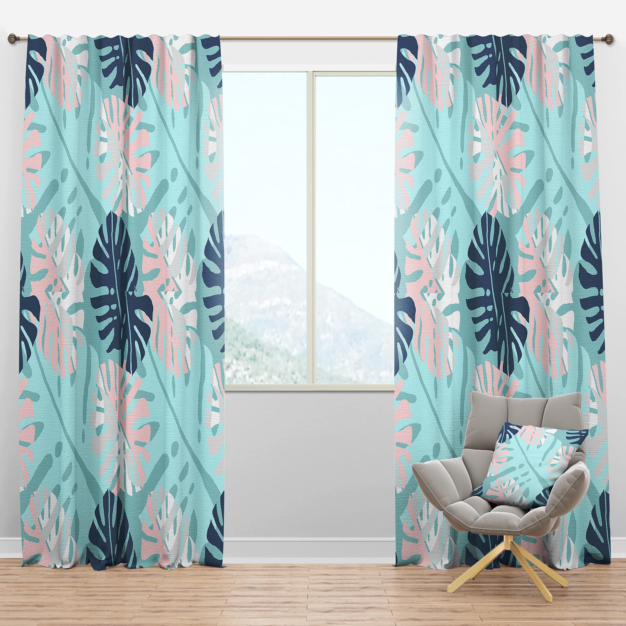 DesignQ Blackout Curtains - Retro Floral Pattern II - Thermal Insulated Bedroom & Living Room Drapes (52x84, Single Panel) for Better Sleep & Energy Savings