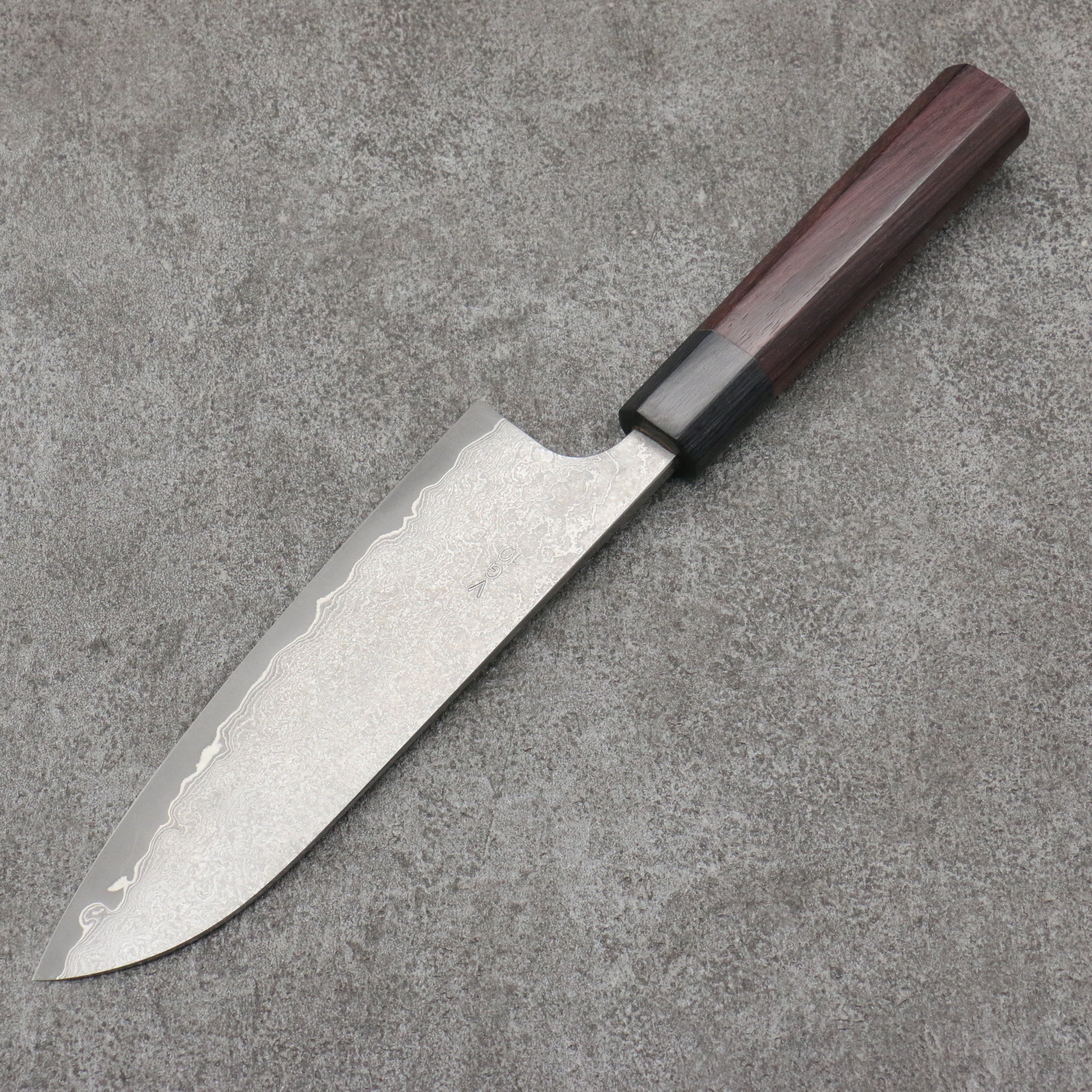 Premium Nao Yamamoto VG10 Black Damascus Santoku Knife 165mm with Shitan Handle - Japanese Kitchen Knife for Slicing, Dicing & Chopping Vegetables, Meat & Fish - Perfect for Home Chefs & Culinary Enthusiasts