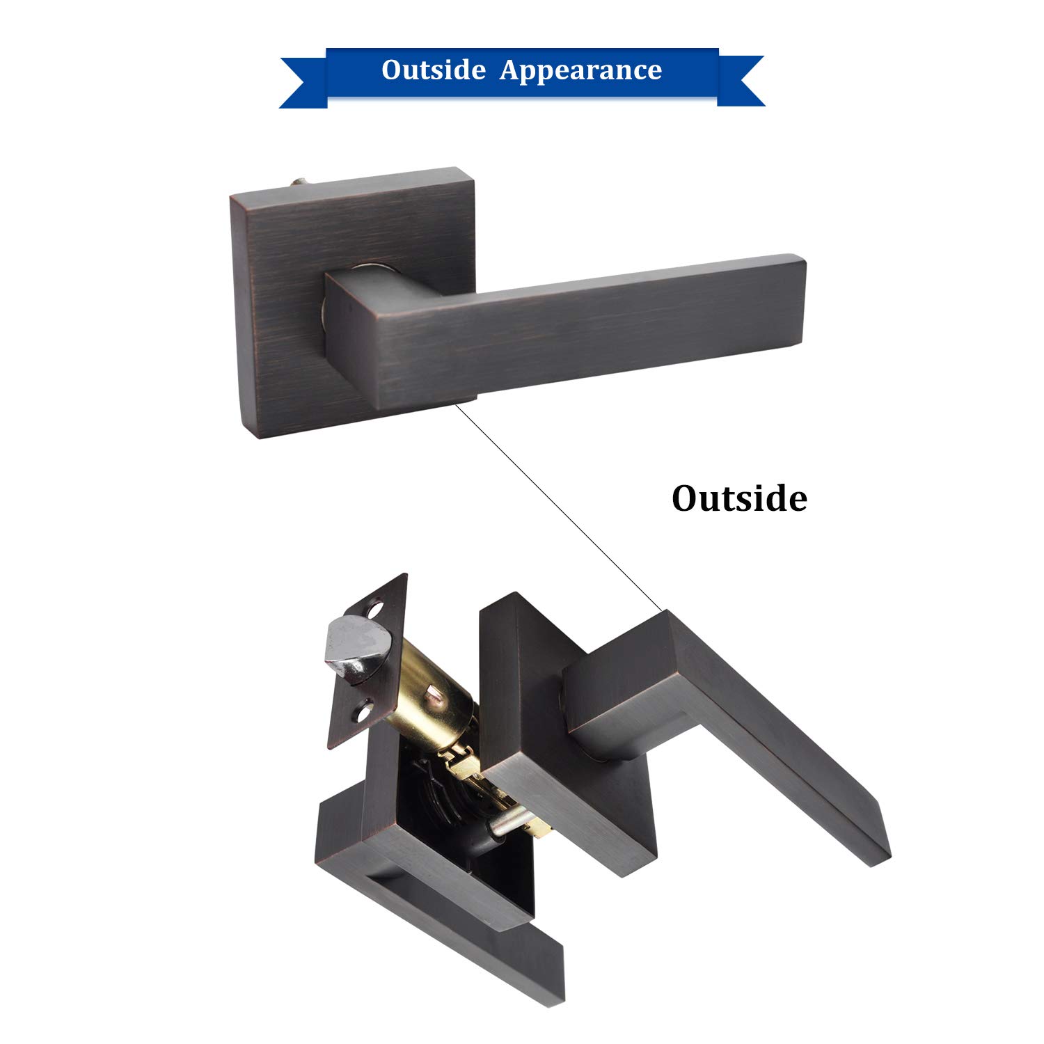 Heavy Duty Bronze Lever Handle Lock - Oil Rubbed Bronze Finish for Hall, Closet & Passage Doors | Durable Door Hardware for Home & Office Security