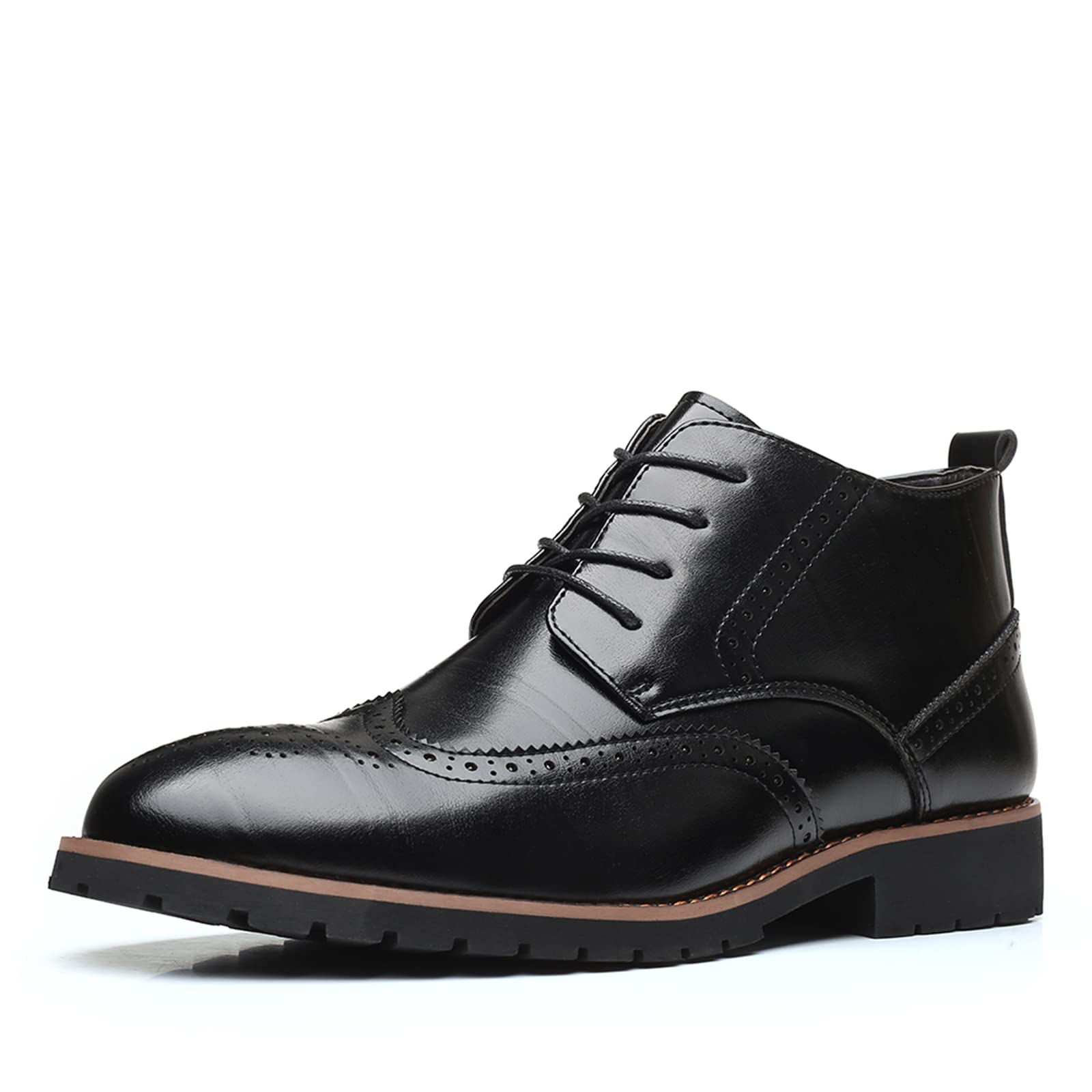**Men's Leather Chelsea Boots - Fashion Dress Boots with Cap Toe | Combat & Motorcycle Style | Lace-Up Oxfords & Chukka Ankle Boots for Formal & Casual Wear (Black/Brown) - Perfect for Office, Parties & Outdoor Adventures**
