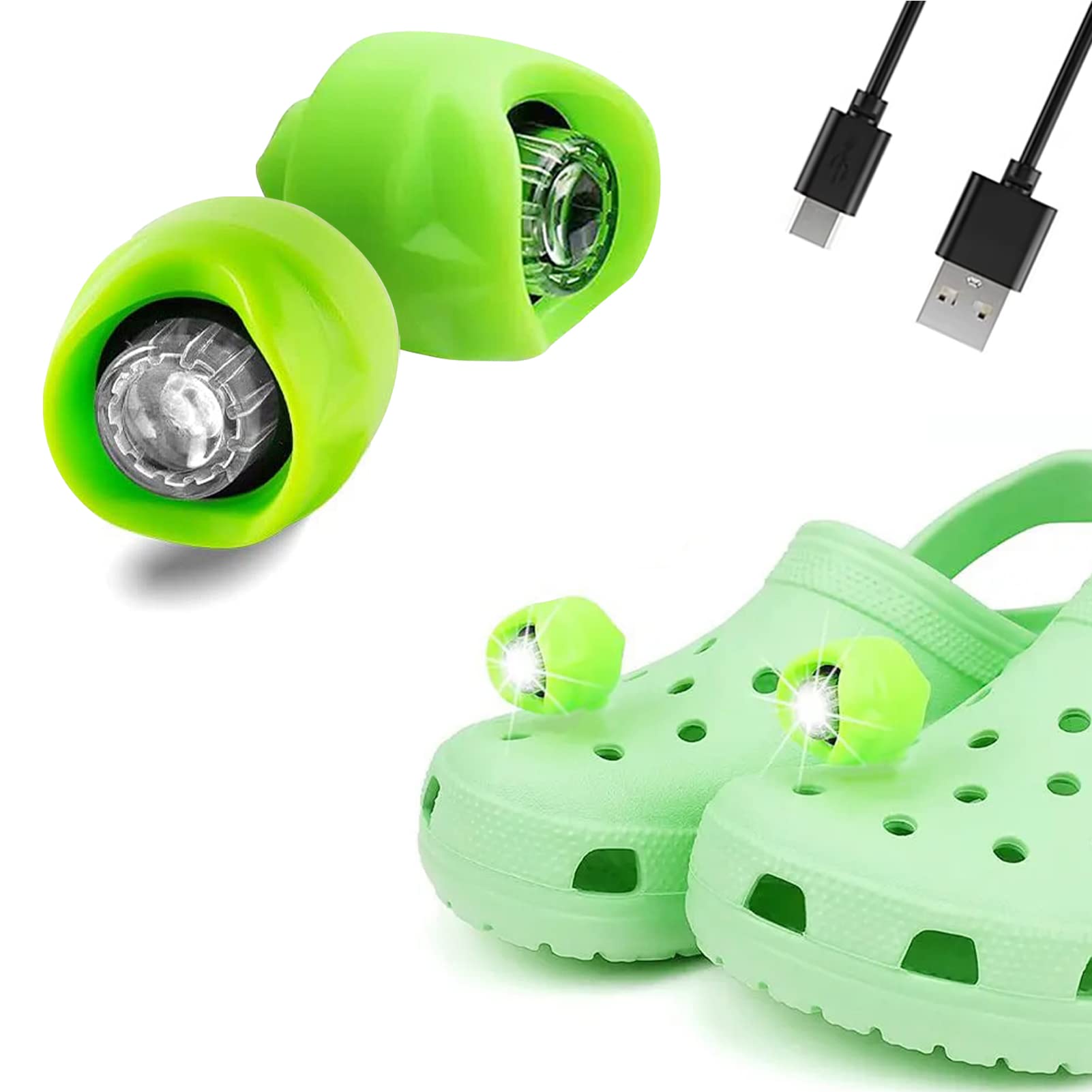 EHBELIF Rechargeable LED Headlights for Crocs - 2 Pack Waterproof Shoe Lights for Kids & Adults | Perfect for Walking, Hiking, Camping & Nighttime Safety