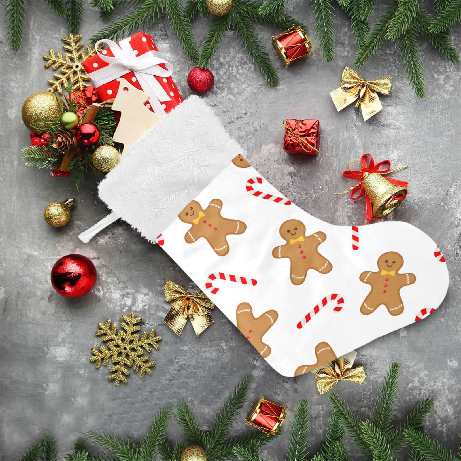 Kigai 1PCS Large Christmas Stockings - 18 Inch Gingerbread Man Xmas Stocking for Fireplace Decorations | Holiday Party Decor & Family Gift Hanging | Perfect for Christmas Tree, Mantel, and Festive Home Decor