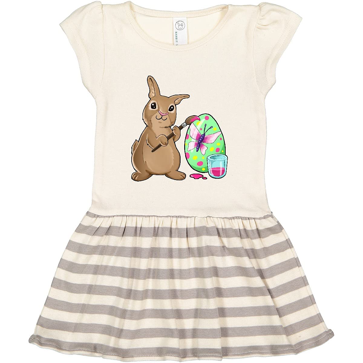 Inktastic Cute Brown Easter Bunny Painting Egg Toddler Dress - Adorable Easter Outfit for Baby Girls & Boys, Perfect for Easter Egg Hunts & Spring Photoshoots