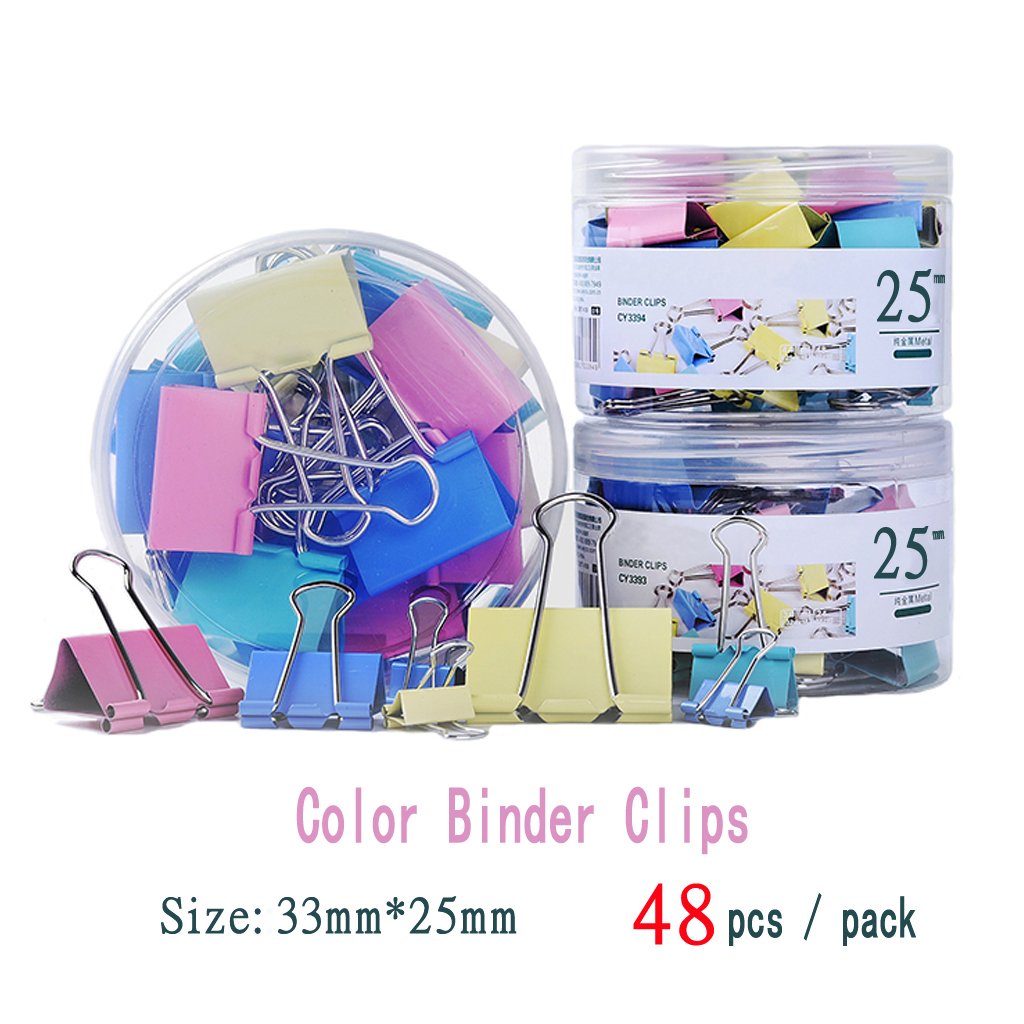 Binder Clips for Office & School - 48 Pack Paper Clips for Notes, Letters & Documents | Durable Office Supplies for Organizing Files & Papers