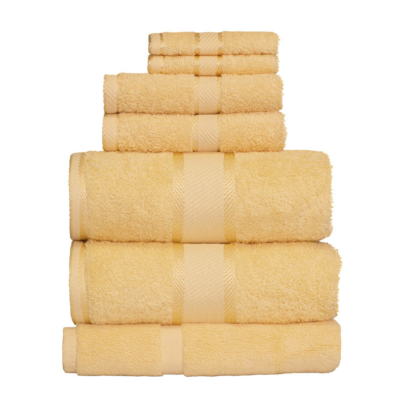 100% Cotton Bath Towel Set - 7 Piece Ultra Soft & Absorbent Yellow Towels for Bathroom, Spa, Gym & Beach | Premium Luxury Hotel Quality