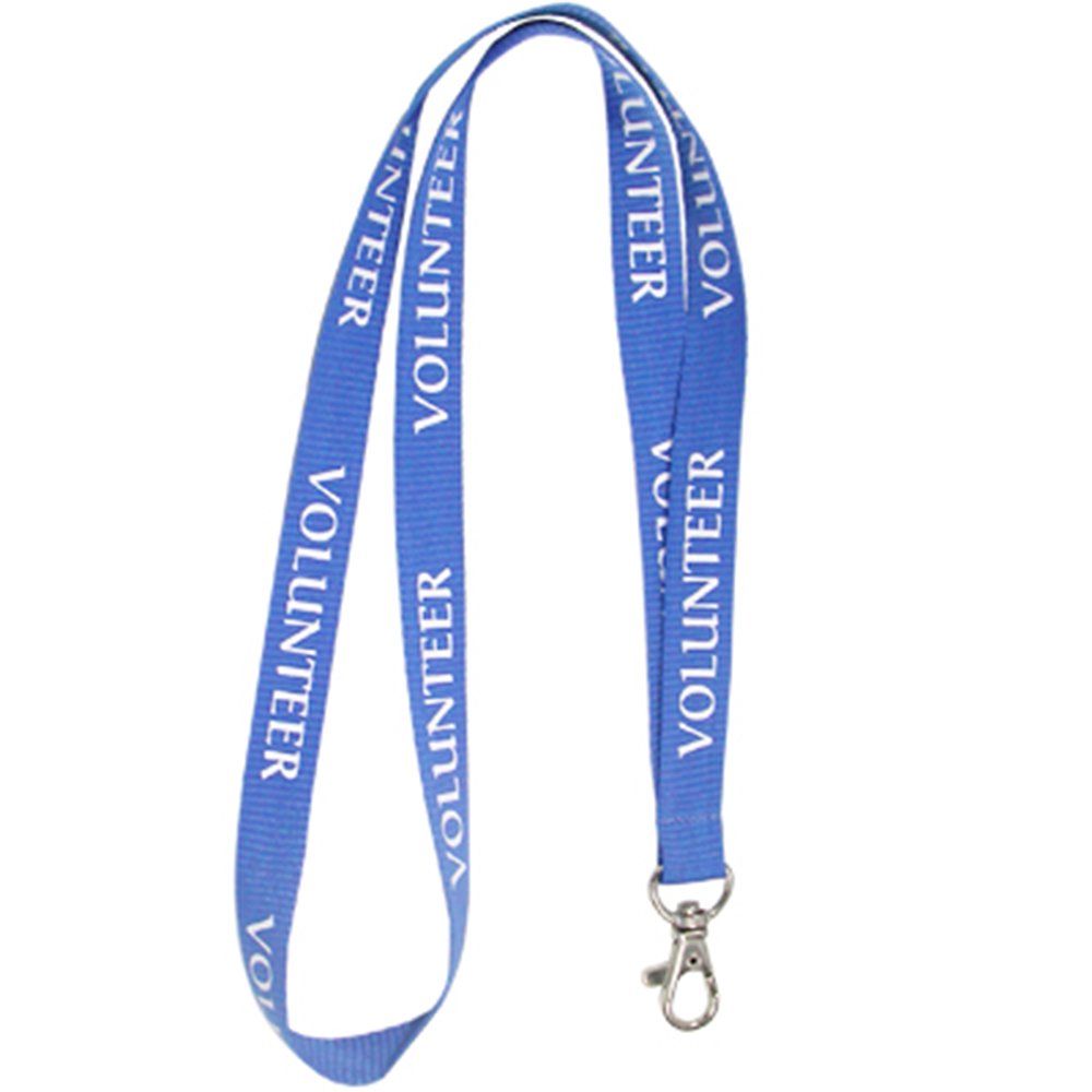 Blue Volunteer Lanyard with Breakaway Safety Clip - Customizable ID Badge Holder for Events, Conferences & Work - Durable Nylon Neck Strap for Schools, Hospitals & Office Use