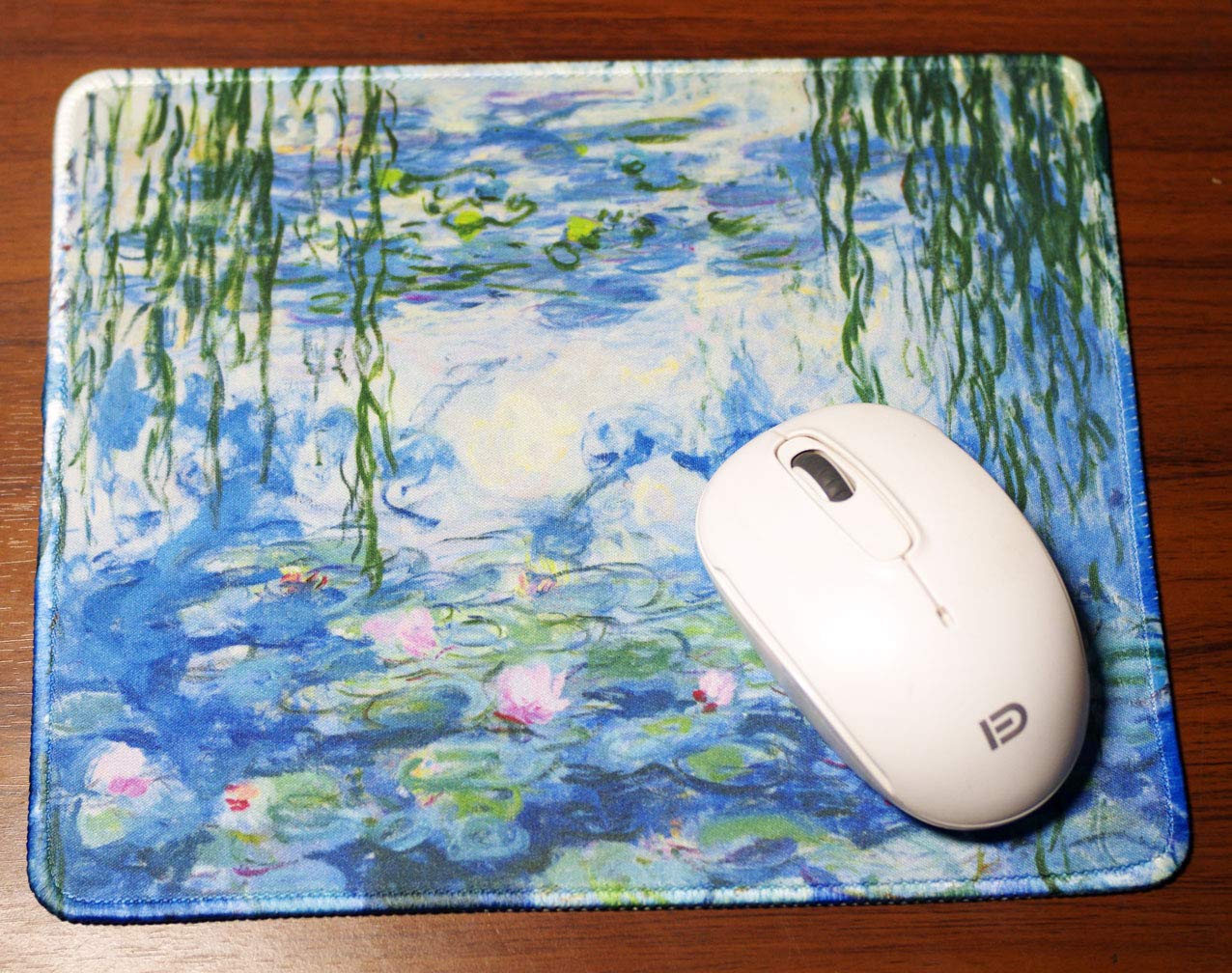 Claude Monet Water Lilies Mouse Pad - Non-Slip Gaming & Office Desk Mat with Monet's Famous Painting Artwork - Perfect for Work, Gaming & Home Office Decor