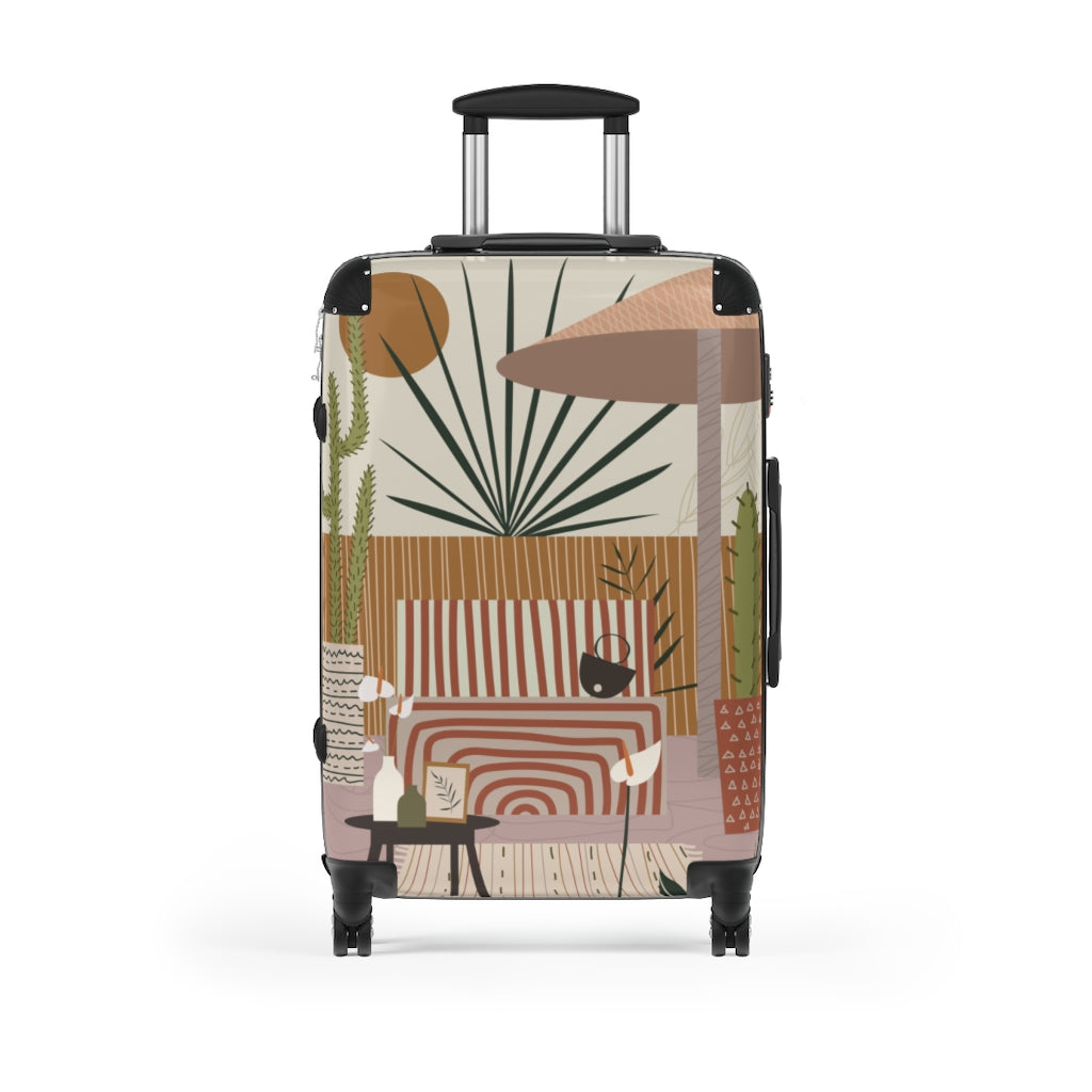 Modern Cabin Suitcase with Stylish Patio Print - Perfect for Travel, Vacation & Outdoor Adventures