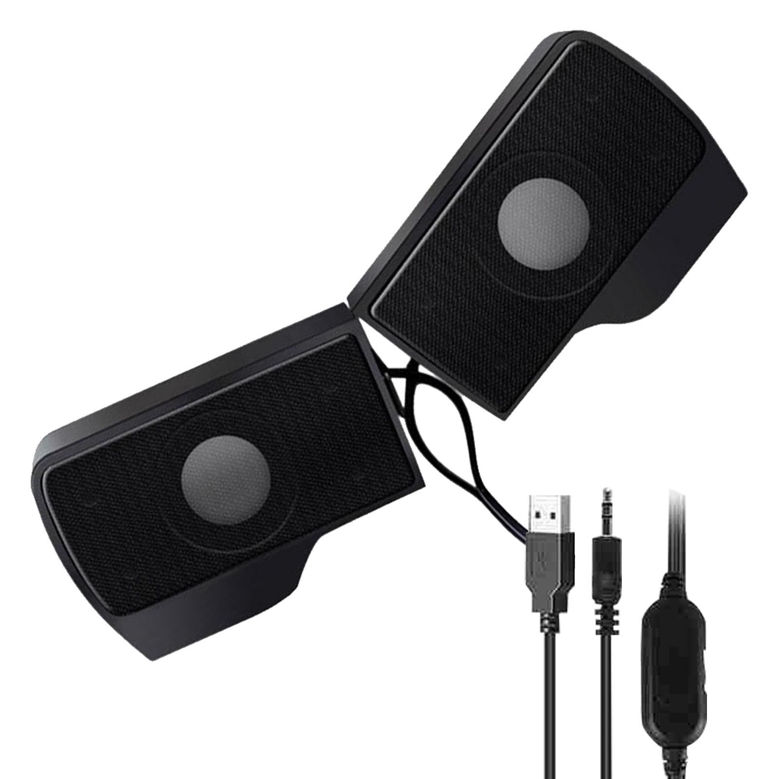 USB Clip-On Computer Speakers - Portable Stereo Sound for Desktop, Laptop & Monitor | Small External PC Audio Speakers with Strong Clip for TVs & Flat Screens | Perfect for Home Office, Gaming & Entertainment