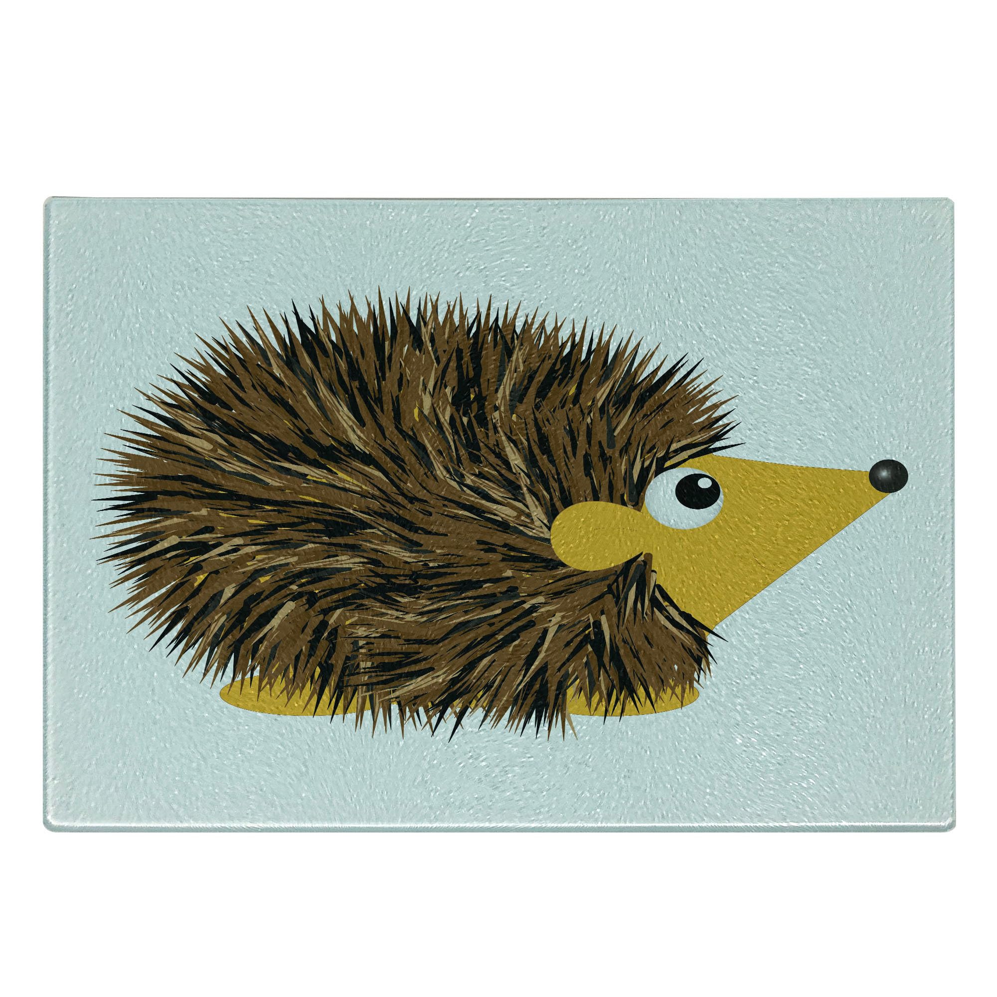 Ambesonne Hedgehog Tempered Glass Cutting Board - Cartoon Animal Design with Happy Smile, Small Brown & Yellow Serving Board for Kitchen, Charcuterie & Cheese Display - Perfect for Home Decor, Gift Giving & Party Platters