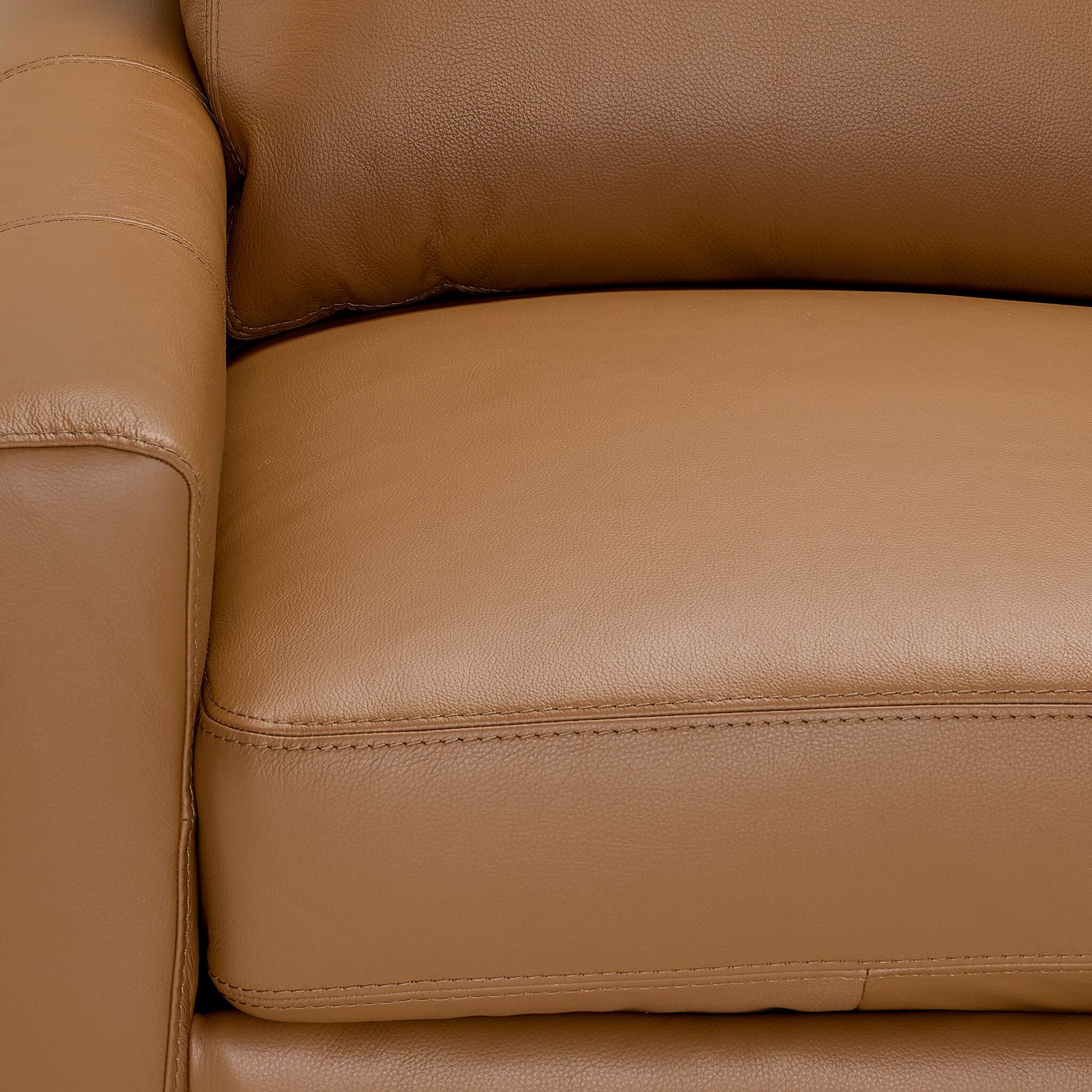 Premium Chito Leather Sofa and Loveseat Set in Saddle Brown - Luxurious Living Room Furniture for Home & Office Decor
