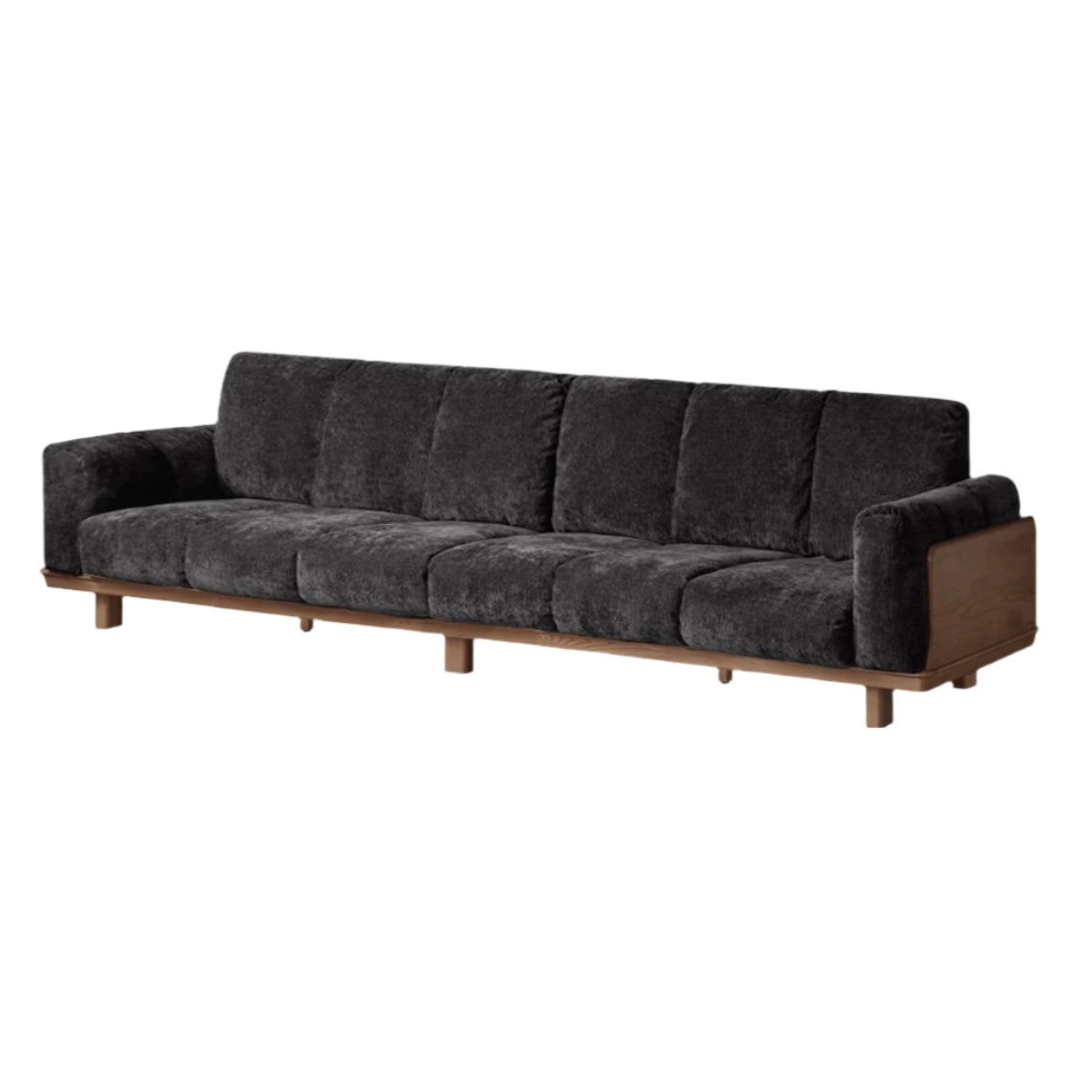 140.9x35.4x36.2 inch / 358x90x92 cm / Rich Dark Walnut Color / black walnut sofa chenille dark black