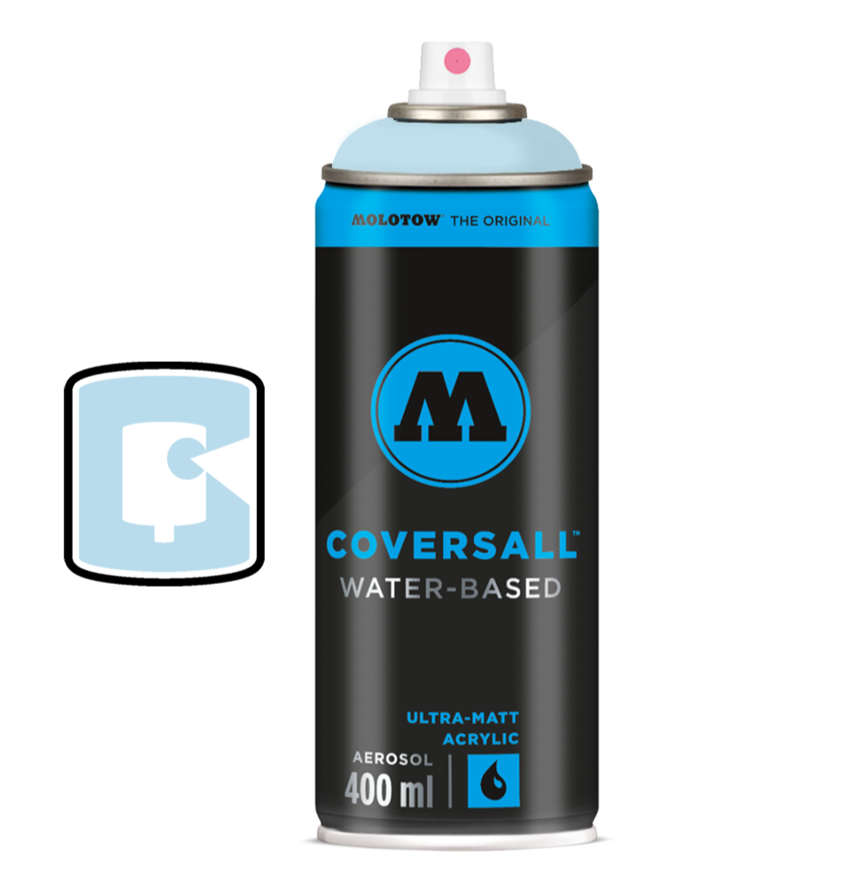 Azure Blue Molotow Coversall Water-Based 400ML Spray Paint - Premium Artist & DIY Spray Paint for Graffiti, Canvas, Wood & Metal Projects