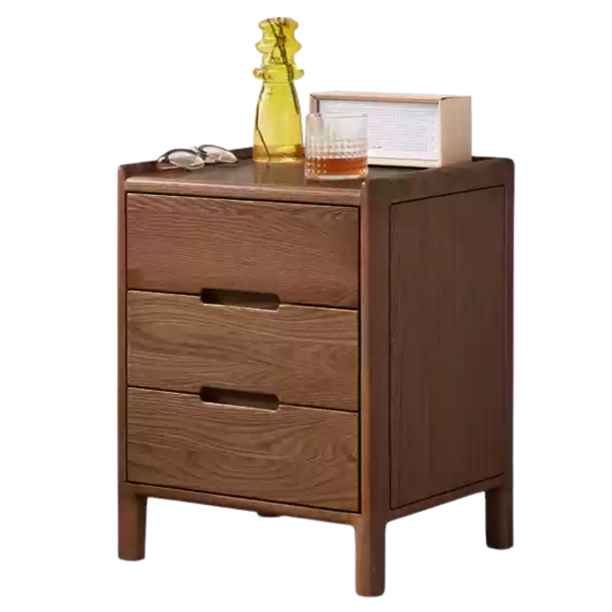 17.7x13.8x21.7 inch / 45x35x55сm / Walnut color / three-drawer Nightstand