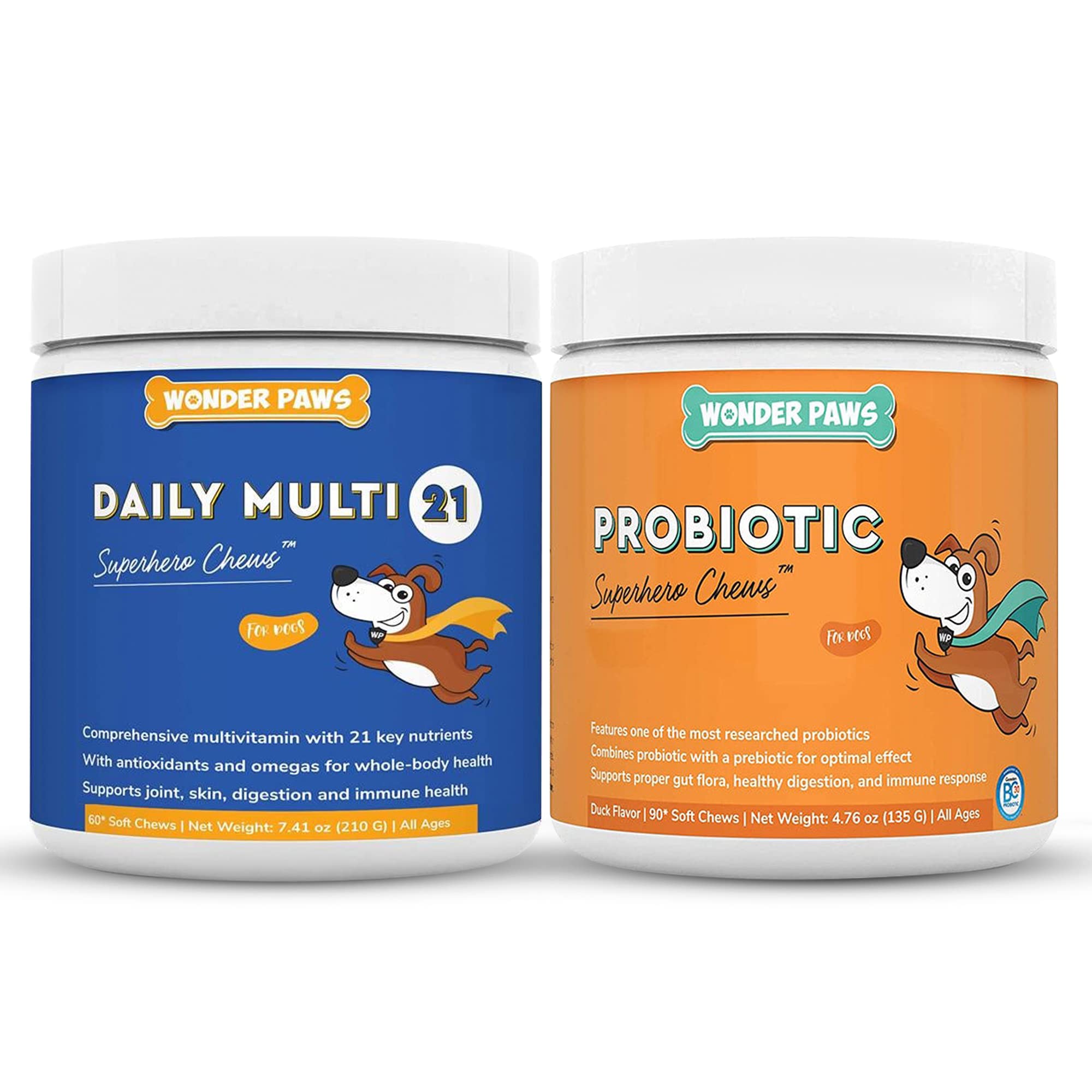 Daily Multivitamin & Probiotic Chews for Dogs - Immune Support, Digestive & Gut Health - 60 Multivitamin + 90 Probiotic Soft Chews - Perfect for Daily Wellness & Active Lifestyles