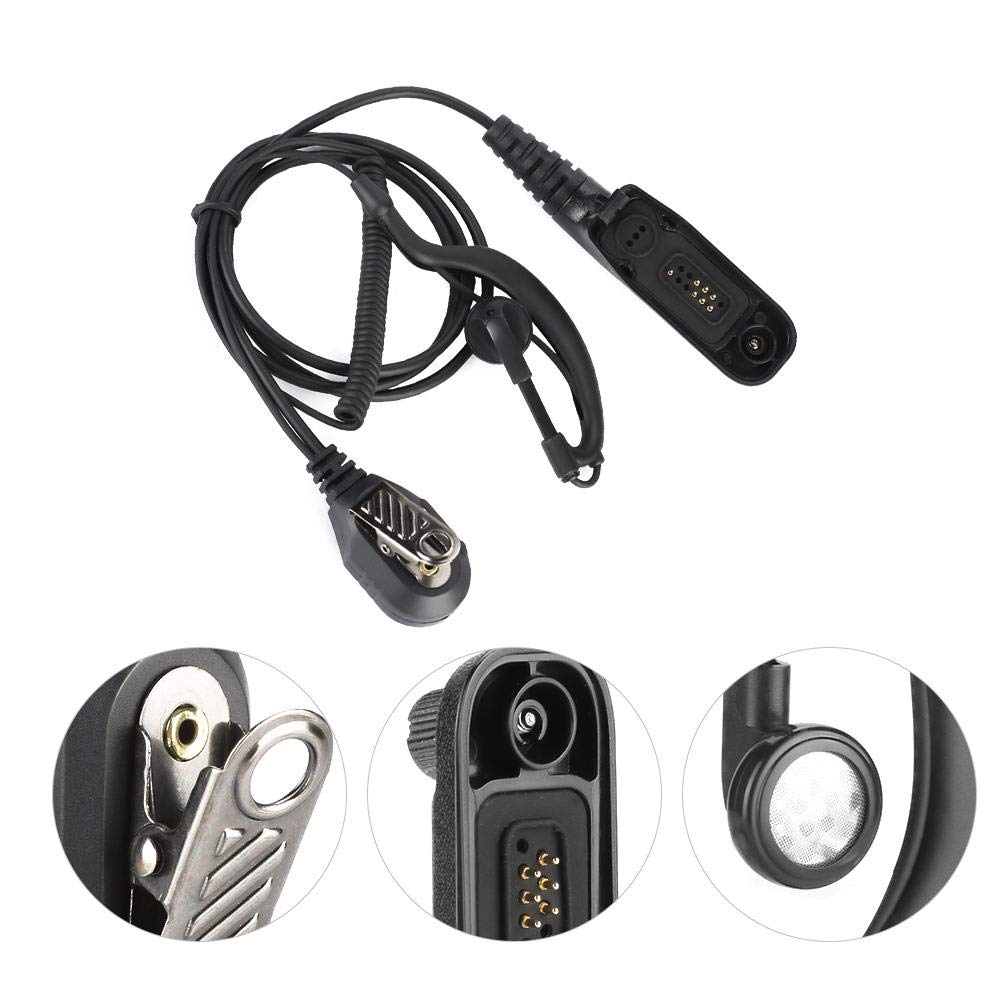 D-Type Walkie Talkie Earpiece with Microphone - 2 Pin Earhook Headset for Motorola APX 1000/XPR 6000/XPR 7000E Series Two-Way Radios - Ideal for Security, Construction & Outdoor Communication