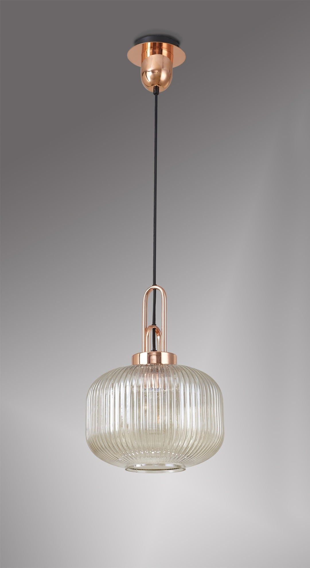 Stylish Cadiz 1-Light Pendant Light with 30cm Pumpkin-Shaped Ribbed Glass Shade - E27 Socket, IP20 Rated, Multiple Color Options - Perfect for Kitchen Island, Dining Room, or Entryway Lighting