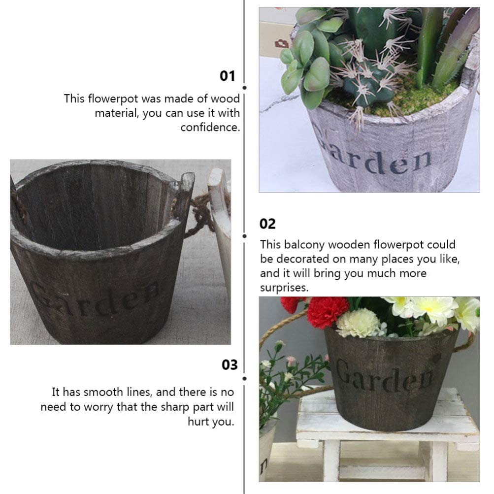 2 Pack Rustic Wooden Succulent Planters - Handmade Artistic Flower Pots for Indoor/Outdoor Gardening, Home Decor, Office Desk & Wedding Centerpieces