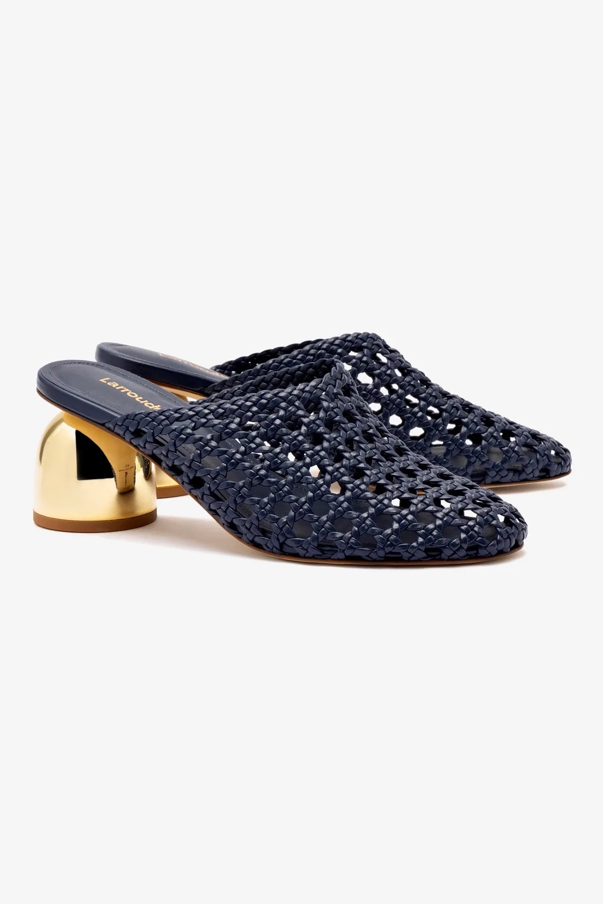 Dew Drop Macrame Mule Shoes - Navy Blue Leather Slip-On Sandals for Women | Boho Chic Summer Beach Walking Comfortable Footwear