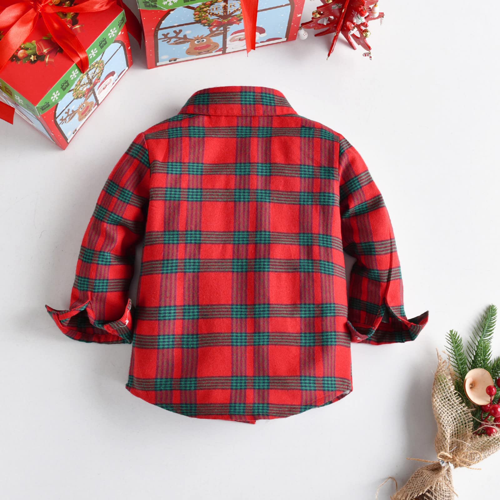 3T Boys Long Sleeve Plaid Shirt - Winter & Autumn Flannel Top Coat for Toddlers - White Casual Outwear for Playdates, School & Family Photos