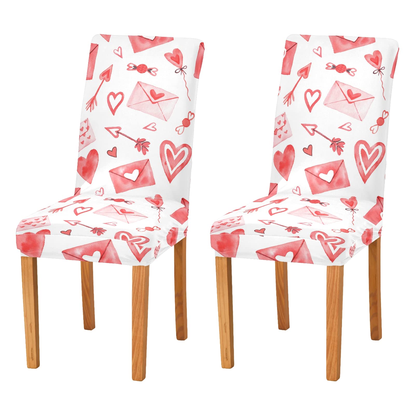 Valentine's Day Cupid Chair Covers Set of 2 - Stretchable Washable Dining Chair Slipcovers for Kitchen, Banquet & Party Decor - Perfect for Romantic Dinners, Weddings & Home Decorations