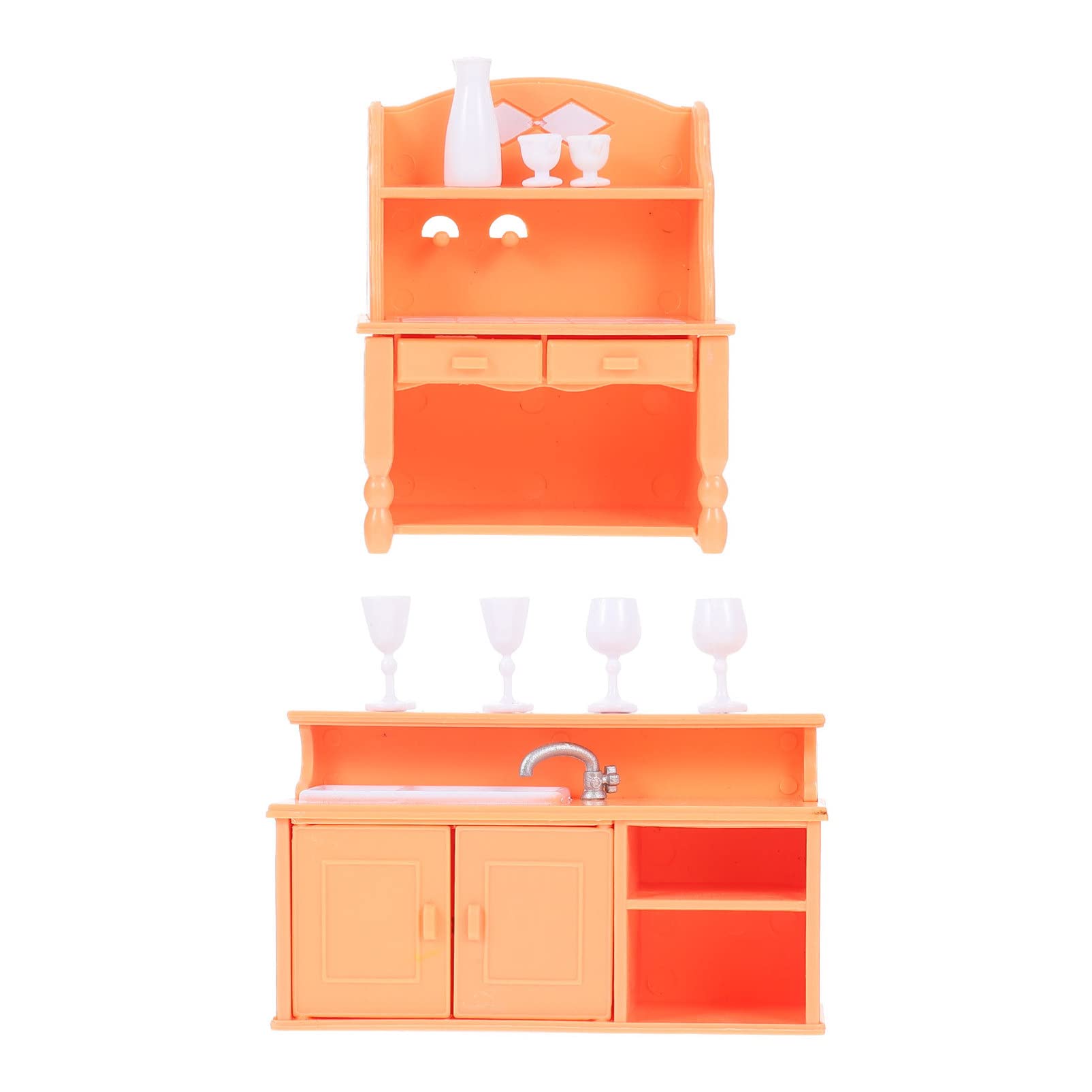 HANABASS 2-Piece Miniature Kitchen Cabinet Set - Wooden Mini Furniture for Dollhouse, Model Kitchens & Home Decor - Perfect for DIY Projects, Collectibles & Room Display