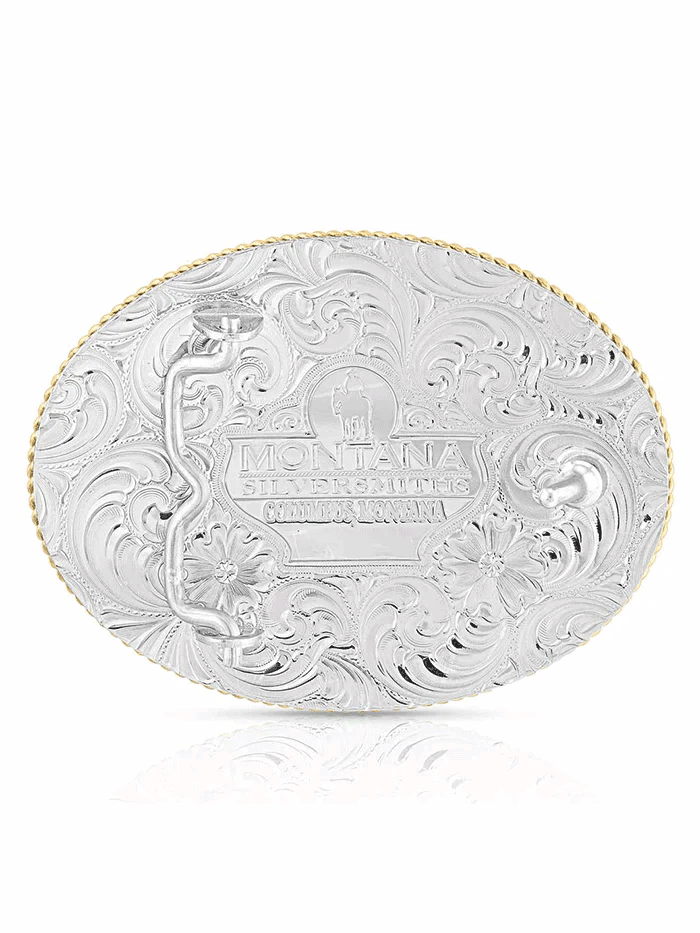 Montana Silversmiths 840F 964BL Western Buckle - Bass Gold Trim Silver Belt Buckle for Men | Perfect for Cowboy Boots, Jeans & Western Fashion Outfits