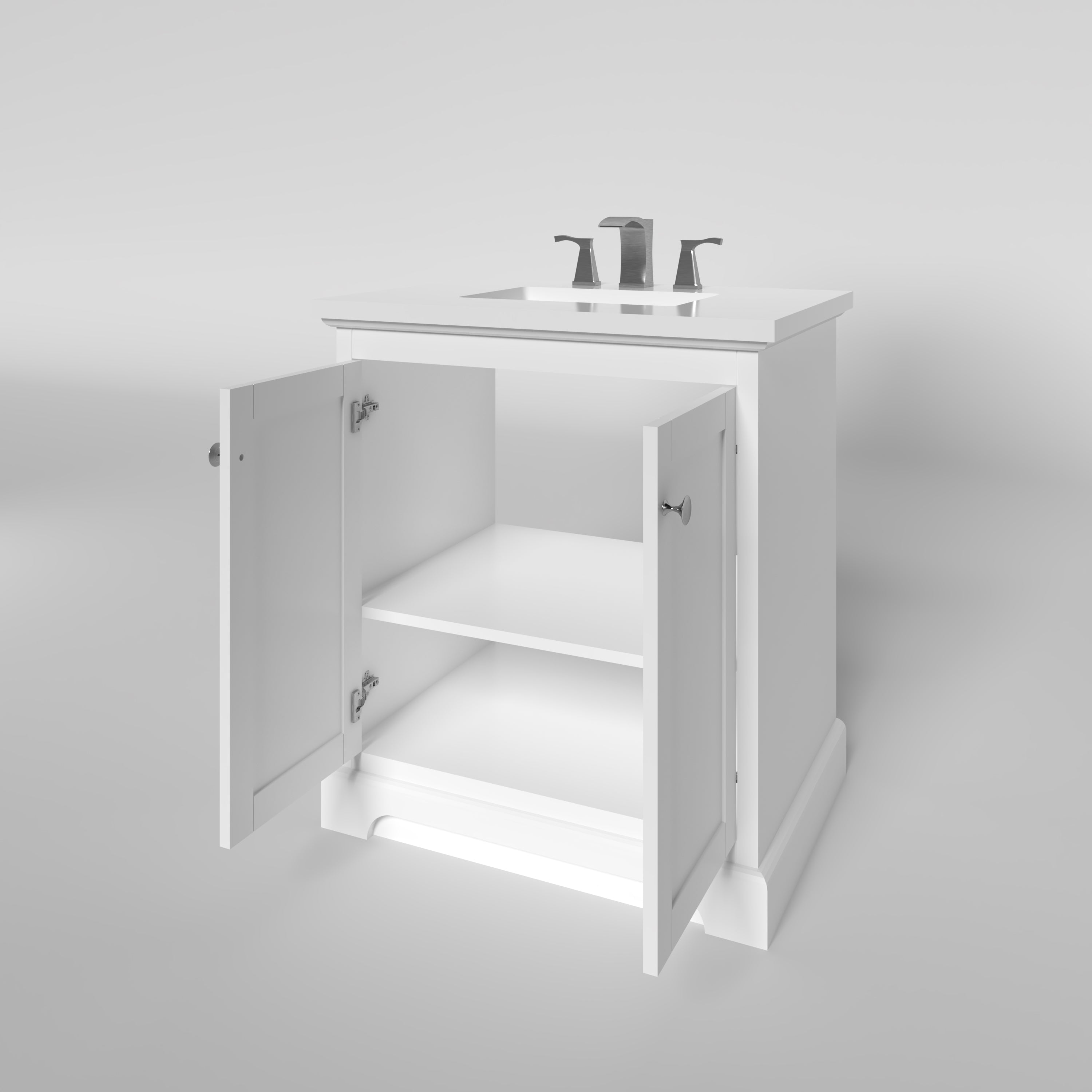 29.5 Inch White Bathroom Vanity Cabinet - Marietta Modern Single Sink Storage for Small Bathrooms & Powder Rooms
