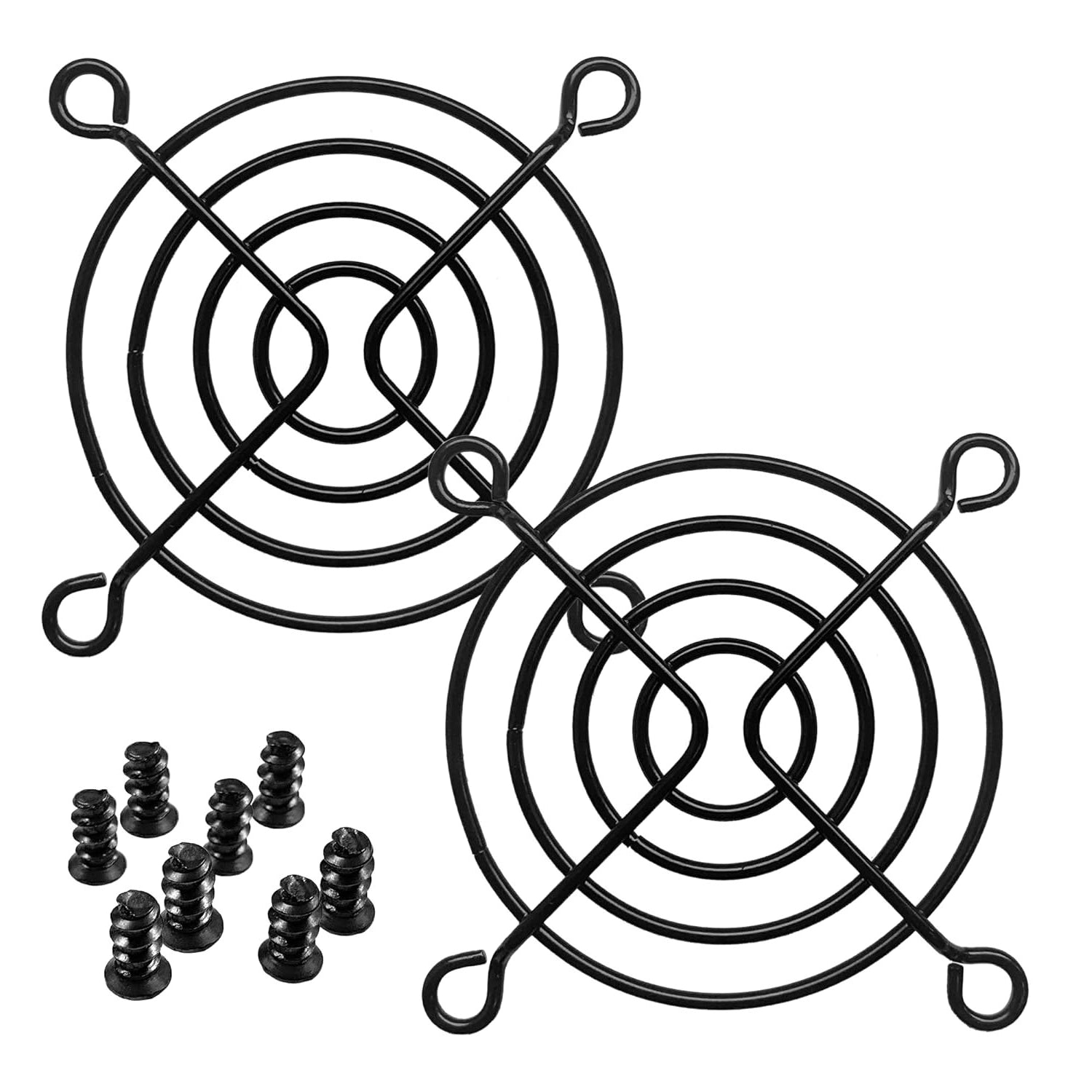 2-Pack 80mm Black PC Cooling Fans with Finger Guards & Screws - Perfect for Computer Case, Gaming Rig, and DIY PC Builds