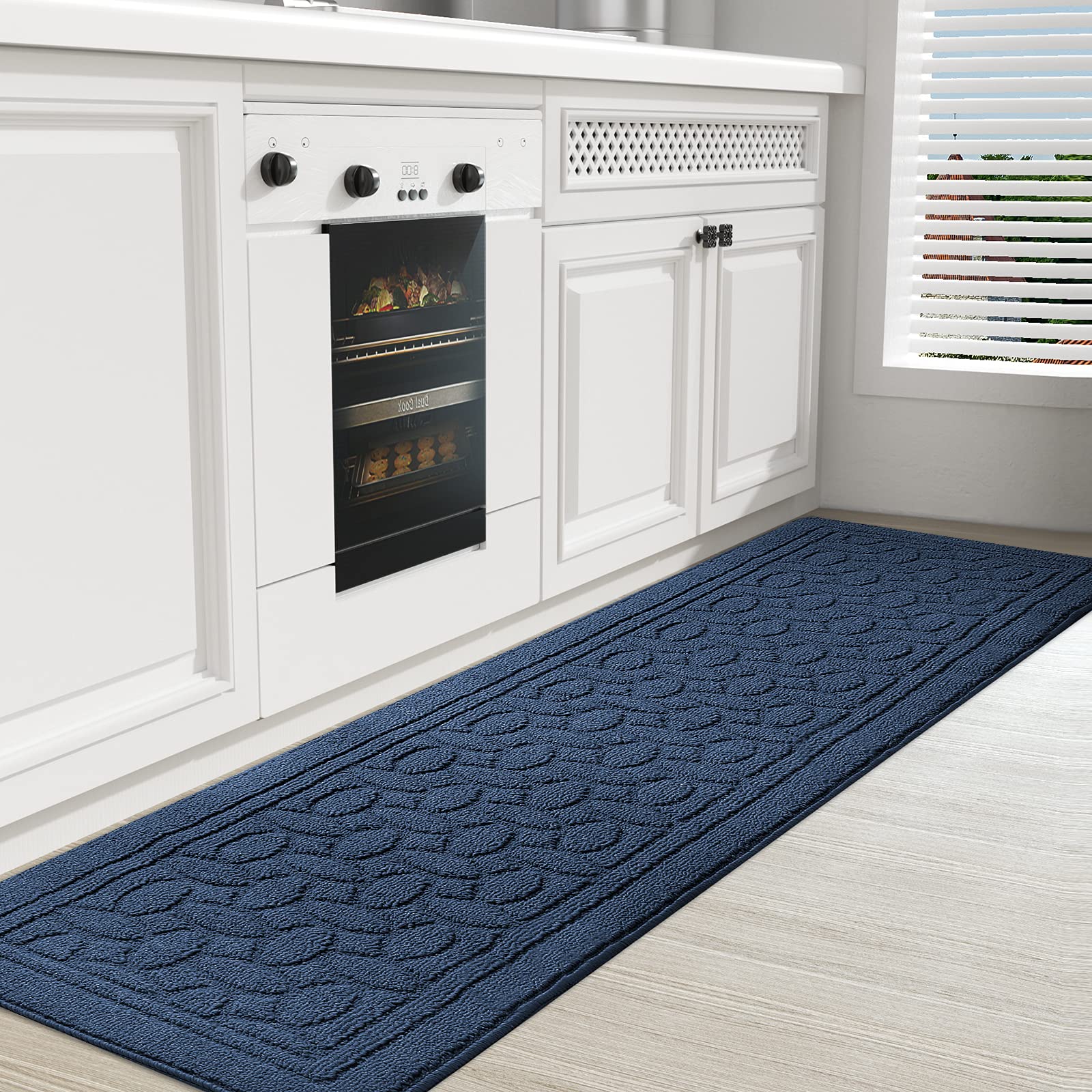 Non-Slip Blue Kitchen Runner Rug 18
