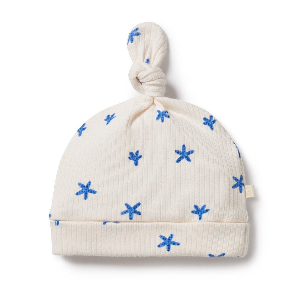 Little Starfish Organic Cotton Rib Knot Baby Hat - Soft & Breathable for Newborns, Infants & Toddlers - Perfect for Photoshoots, Outings & Everyday Comfort