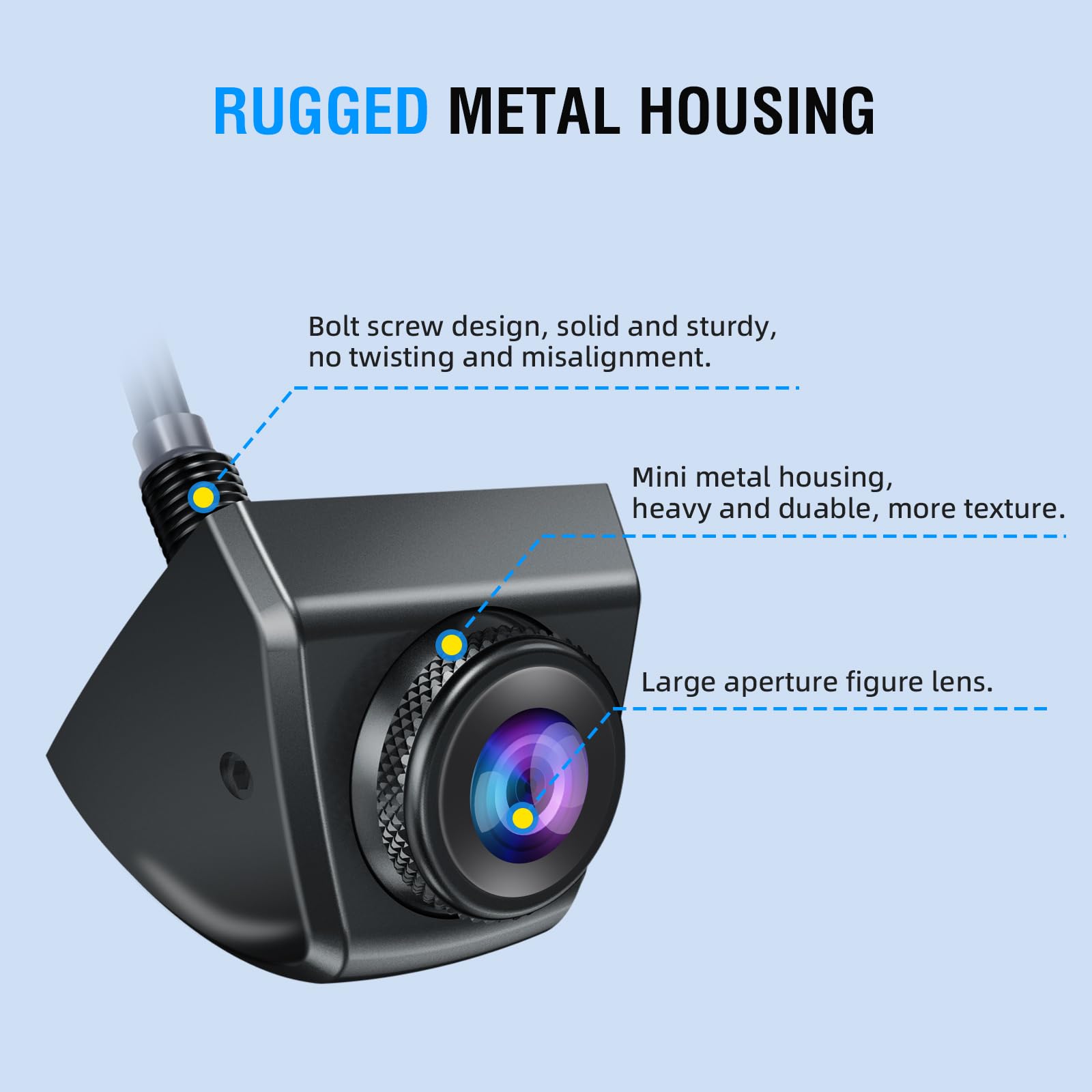HD 140° Wide Angle Adjustable Reversing Camera - PARKVISION Universal 12V-24V Wired Backup Camera with Metal Housing for Cars, Trucks & SUVs | Perfect for Parking Assistance, Night Driving & Tight Space Maneuvering