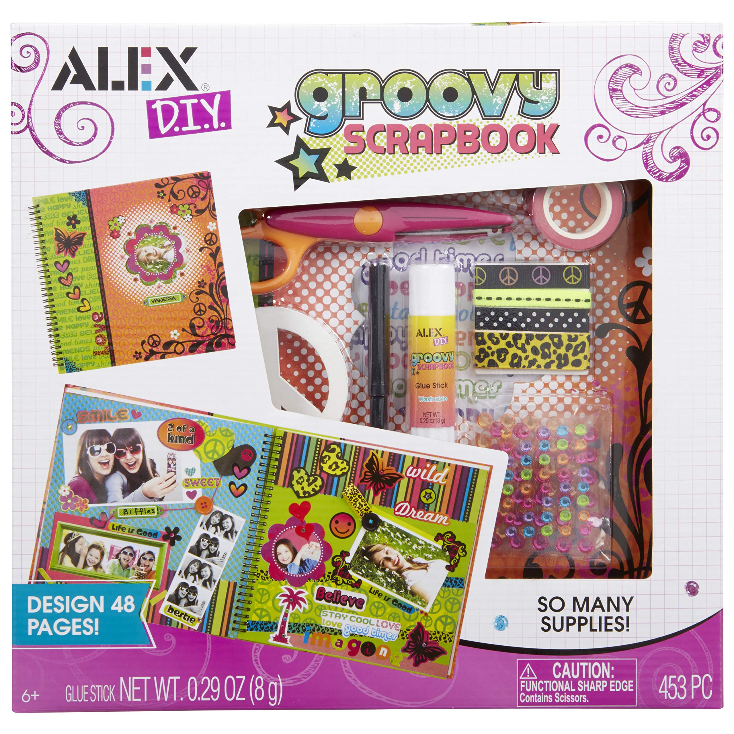 Alex Craft Groovy Scrapbook Kit - 48 Pages Creative Art Activity for Kids Ages 6+, Fun & Easy DIY Craft Project for Children's Imagination Development - Perfect for Birthday Gifts, School Projects & Family Bonding Time