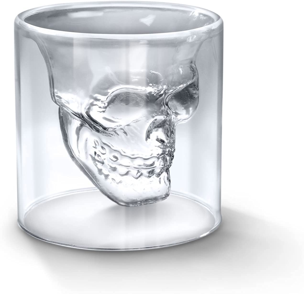 Crystal Skull Shot Glasses - 250ml Whiskey, Beer & Wine Drinking Glasses - Unique Bar Tableware for Halloween Parties, Themed Events & Home Decor