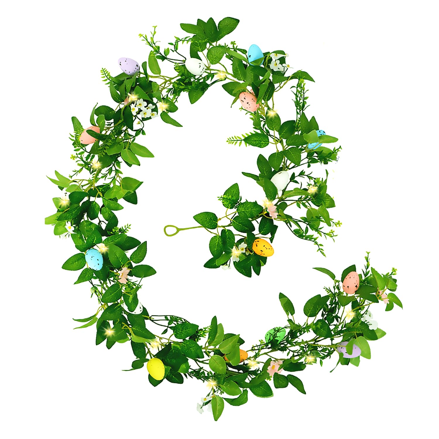 6.5 FT Easter Garland with Lights - Spring Home Decor, Easter Egg Decoration for Indoor & Outdoor, Party, Mantel, and Tree Decorating