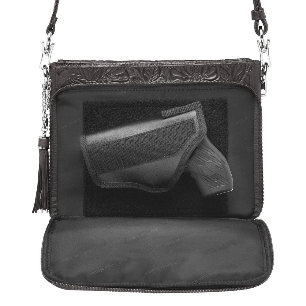 Concealed Carry Purse for Women - Genuine Leather Crossbody Bag with Gun Holster | American Cowhide Handbag by Gun Tote'n Mamas (Black) | Perfect for Everyday Carry, Travel & Self-Defense