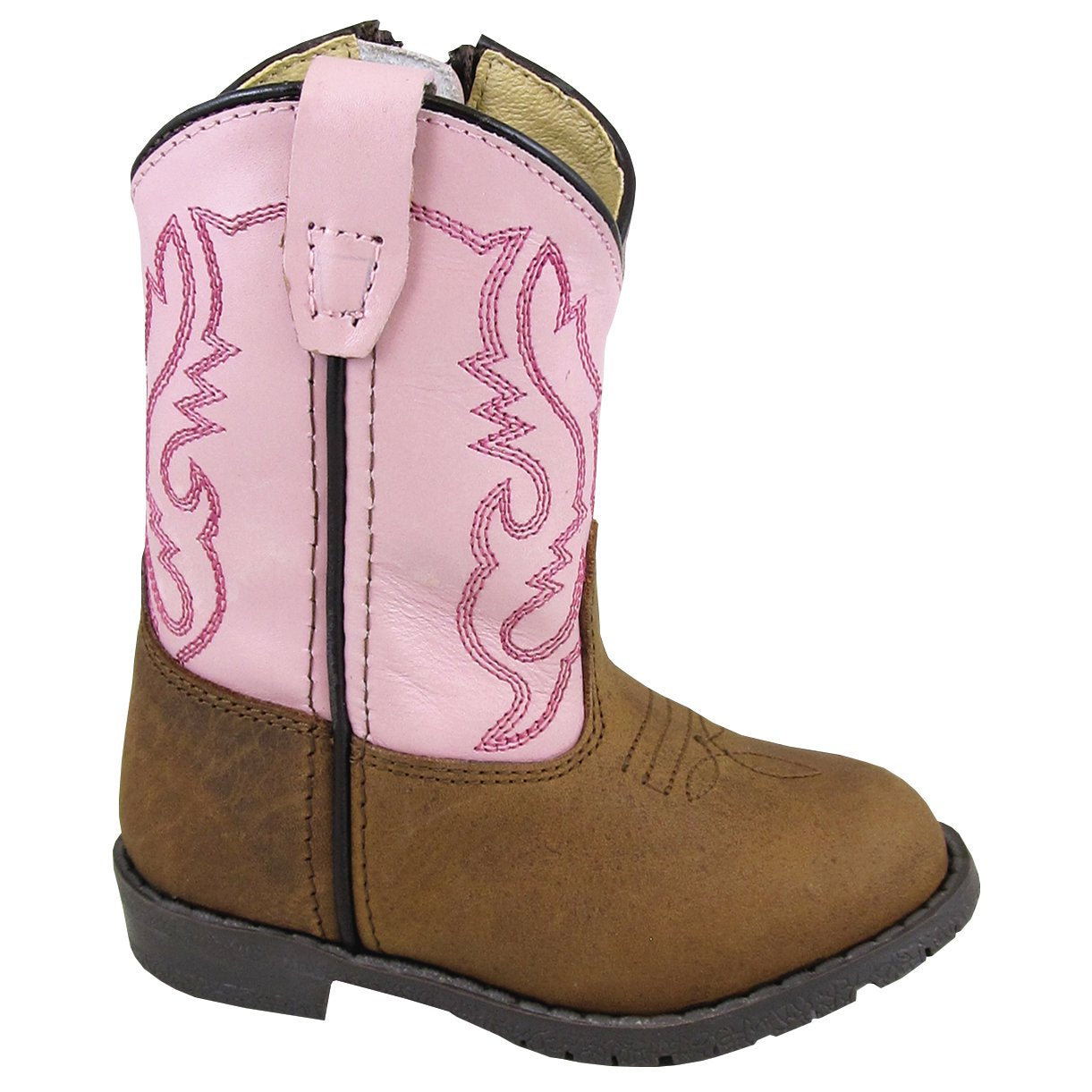 Smoky Mountain Girls' Brown Distressed & Pink Boots for Toddlers - Comfortable & Stylish Footwear for Outdoor Play, Hiking, and Everyday Adventures