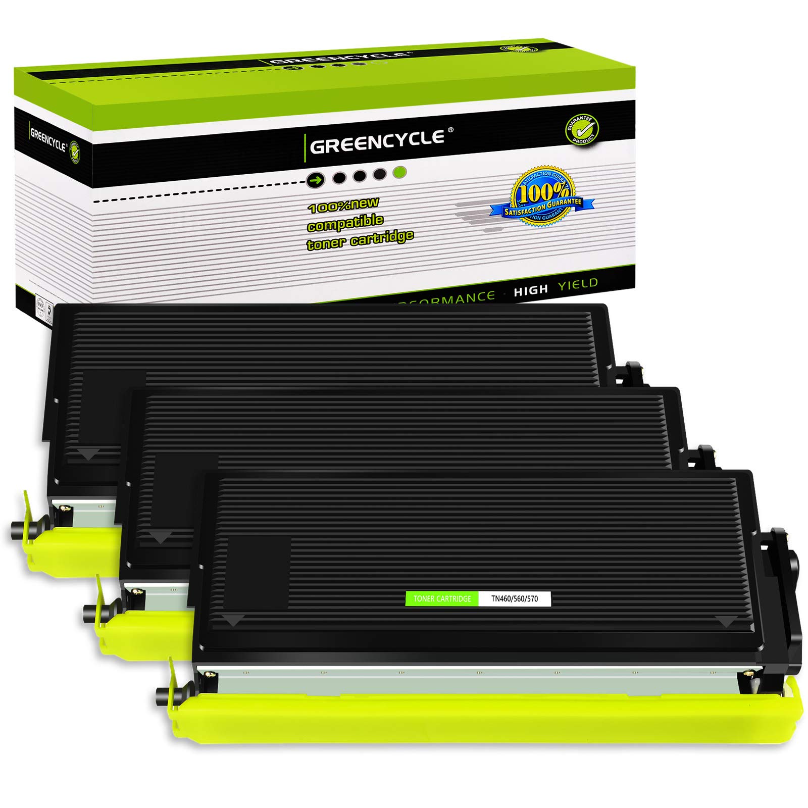 Greencycle 3-Pack TN460 TN560 TN570 Toner Cartridge Compatible for Brother DCP-8040 DCP-8045D Printers - High-Quality Replacement for Home & Office Printing Needs