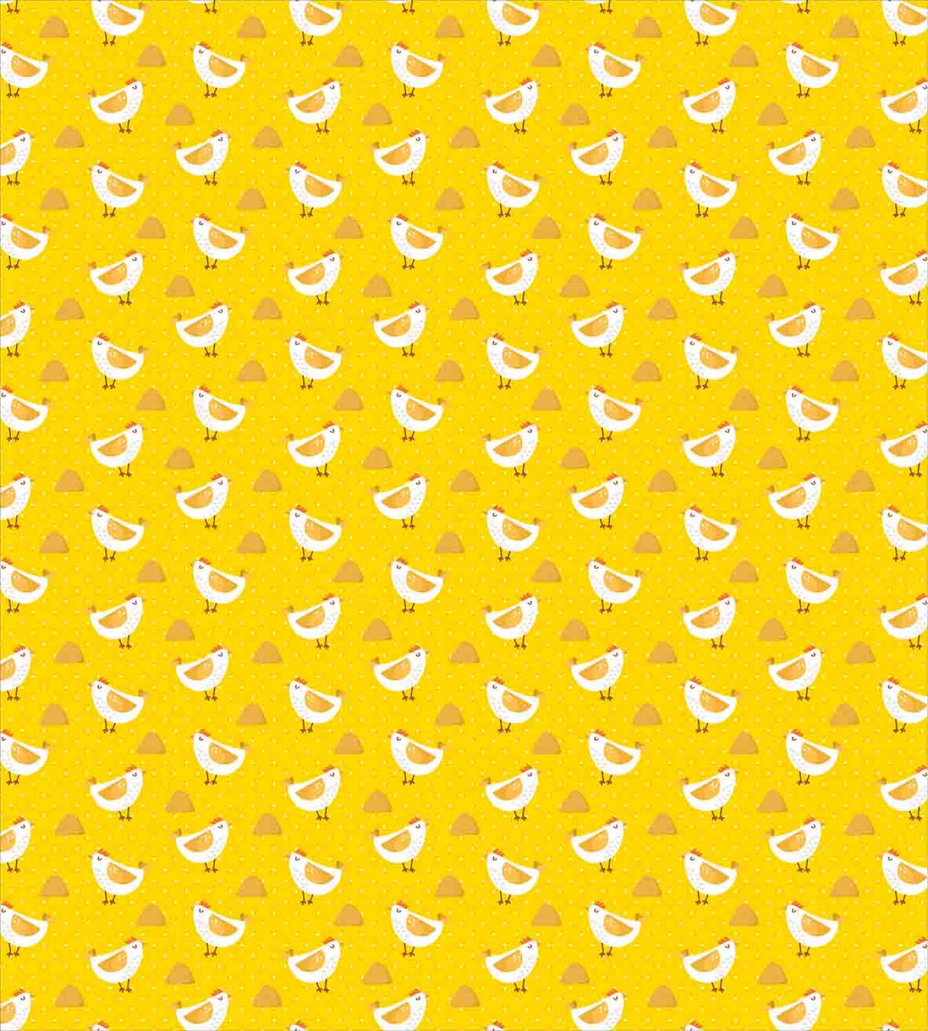 Ambesonne Polka Dot Duvet Cover Set - Cartoon Chicken & Haystack Design on Yellow Background, 3-Piece Queen Size Bedding Set with 2 Pillow Shams, Earth Yellow | Fun Farmhouse Decor for Kids' Room, Nursery, or Country Style Bedroom