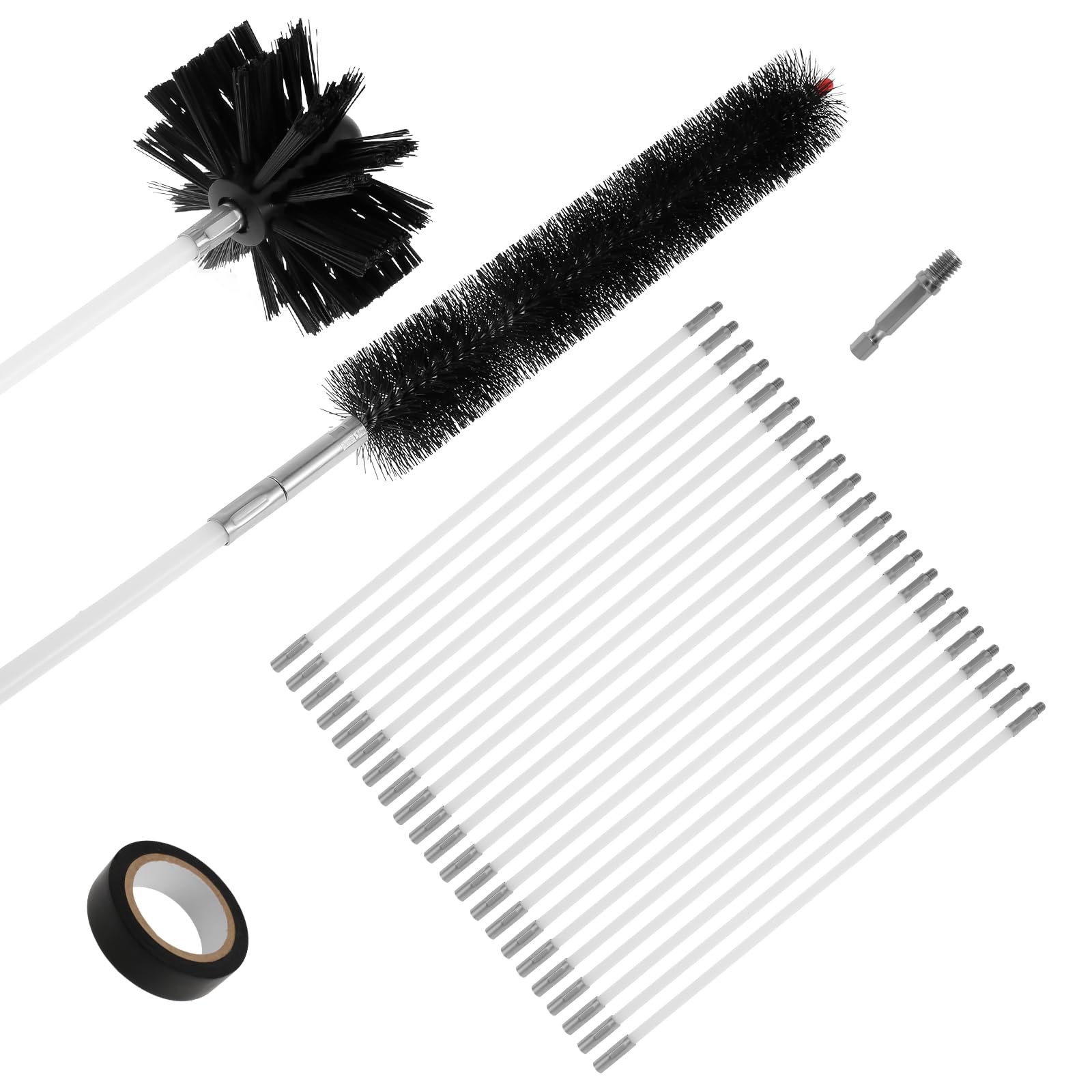 28.8ft Flexible Dryer Vent Cleaner Kit - Lint Brush for Chimney & Fireplace Pipe Cleaning | Extendable Brush for Dryer Ducts, HVAC & Exhaust Vents (Home Safety & Maintenance Tool)