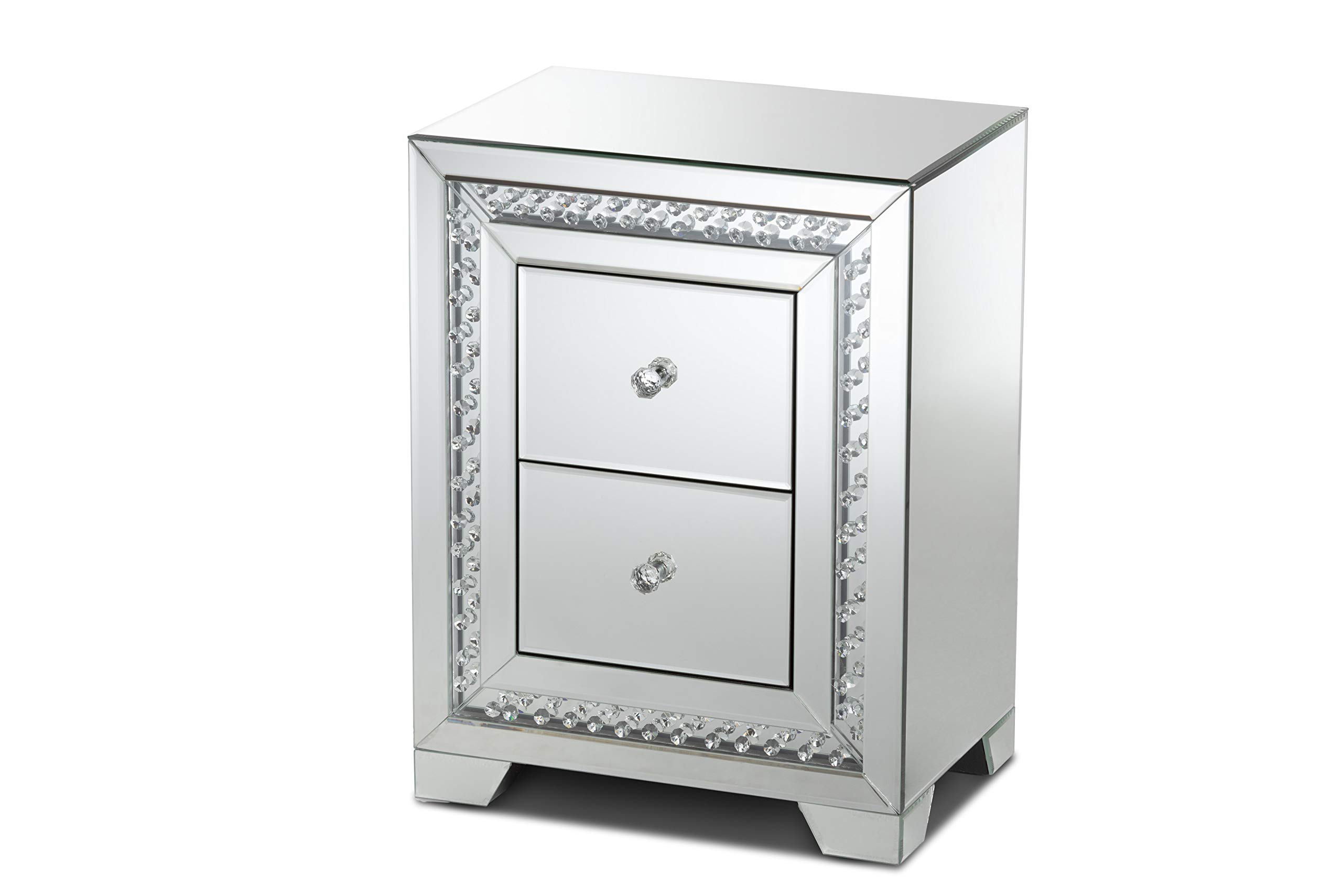 Baxton Studio Modern Nightstand with Drawer - Silver Finish Bedside Table for Bedroom, Living Room & Guest Room - Compact Storage Solution for Small Spaces