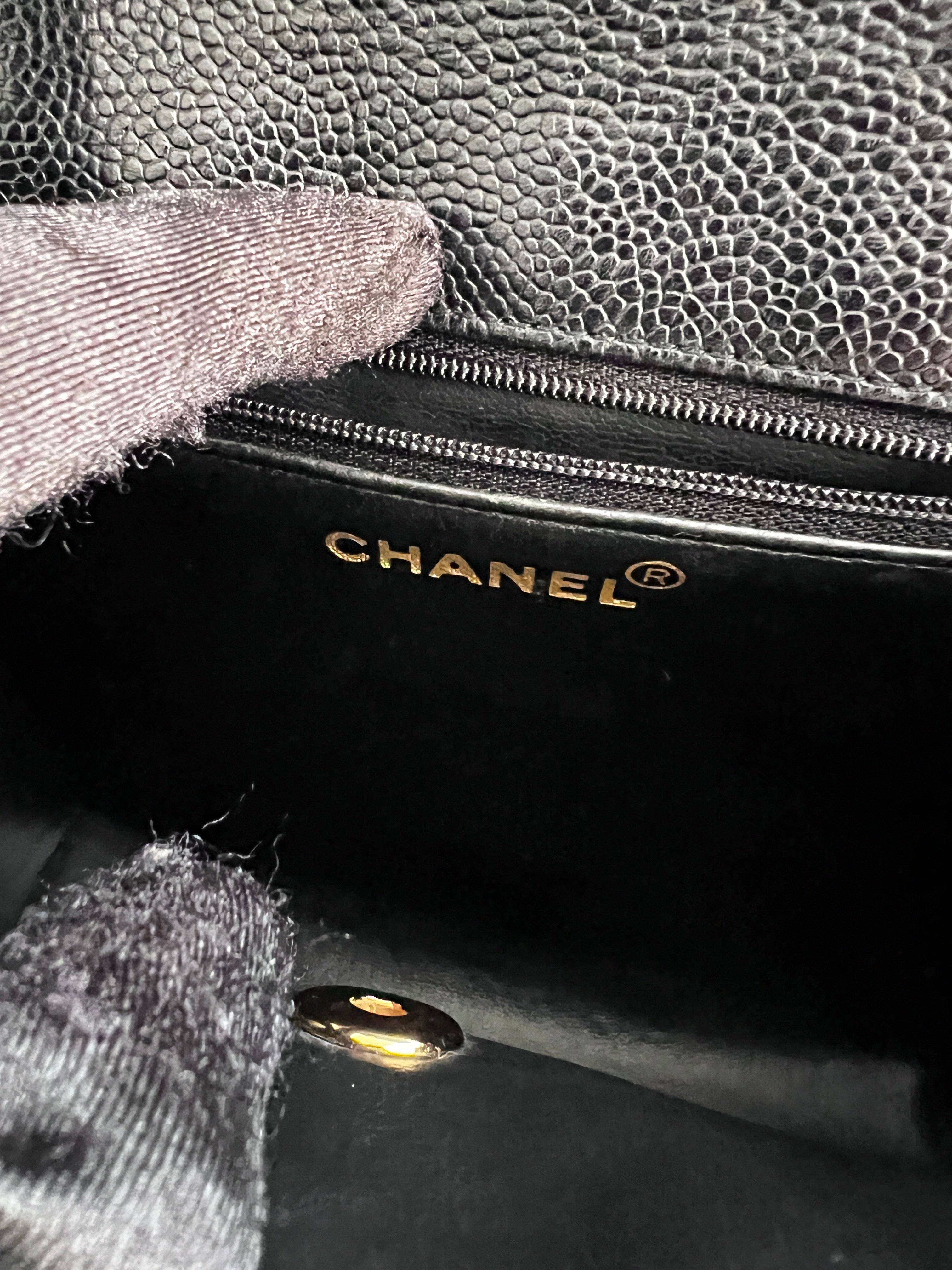 Vintage Chanel 24K Gold Black Caviar Mini Square Flap Crossbody Bag - Authentic Pre-Owned Luxury Handbag for Women, Perfect for Date Nights & Special Occasions
