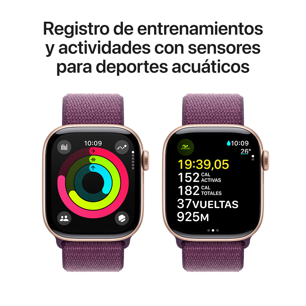 Apple Watch Series 10 GPS 42mm Rose Gold Aluminum Case with Plum Sport Band - Perfect for Fitness Tracking, Running & Everyday Wear